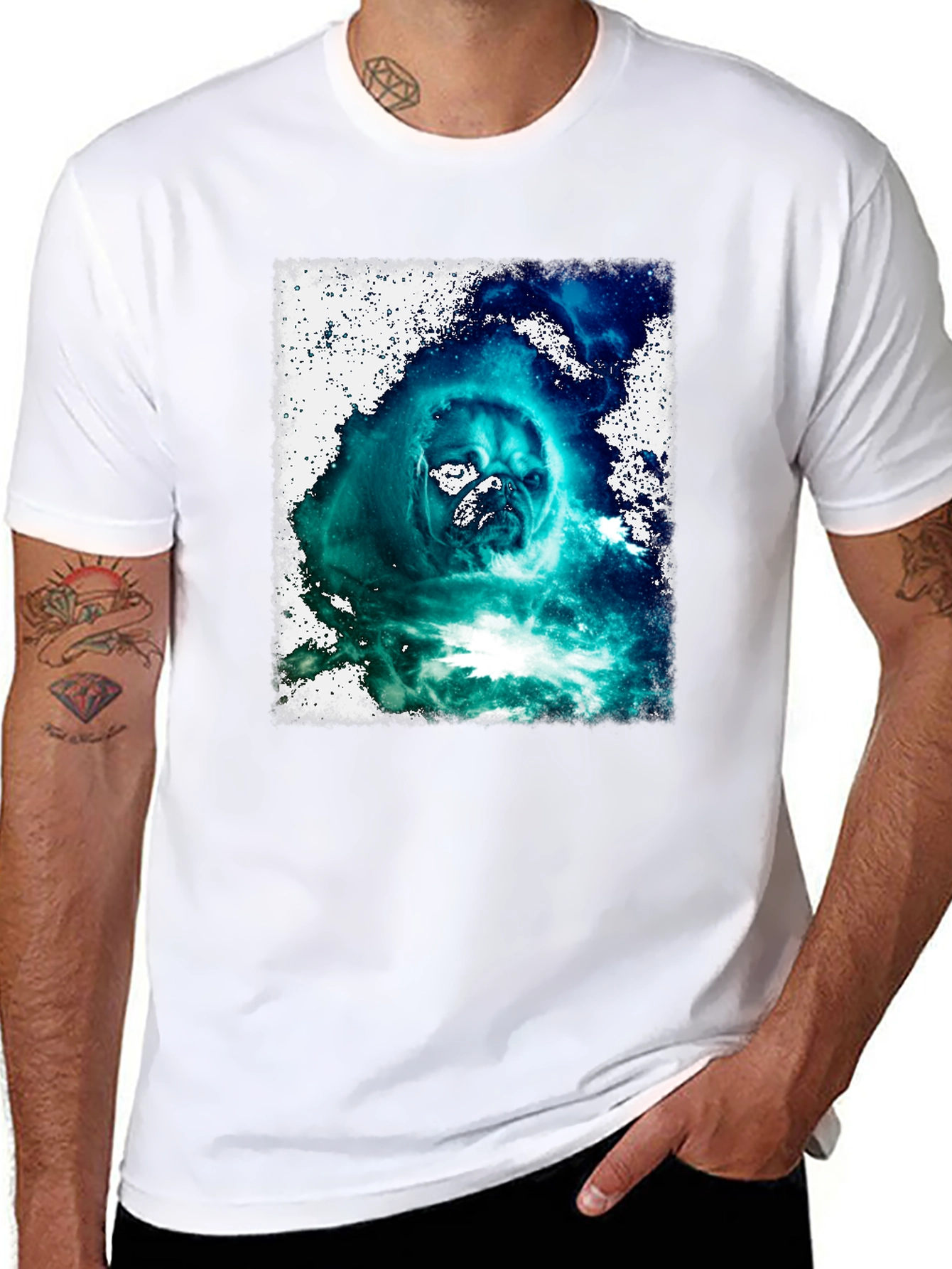 Cosmic Pug Graphic Black T-Shirt