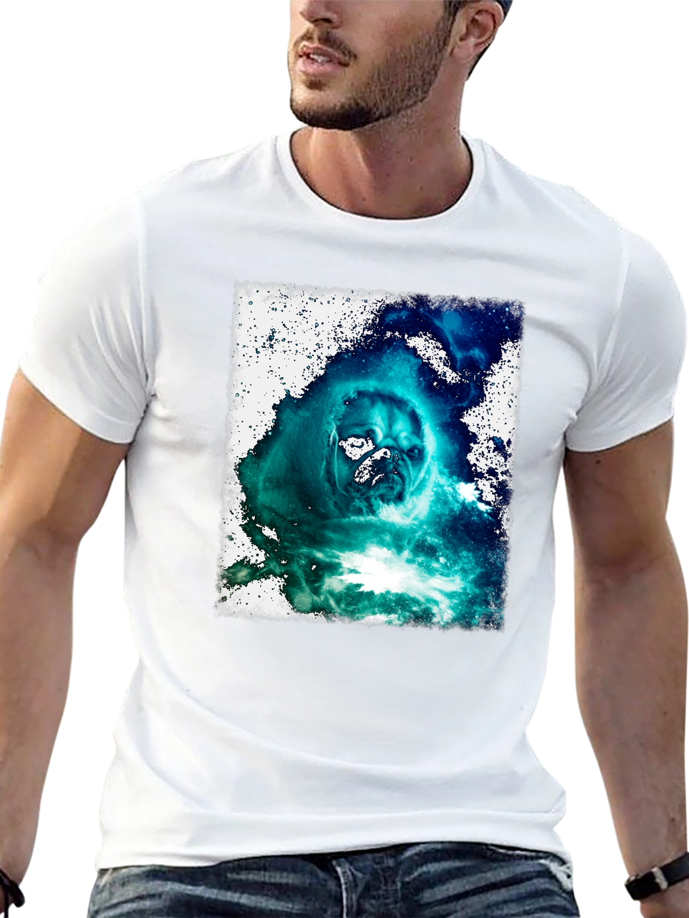 Cosmic Pug Graphic Black T-Shirt