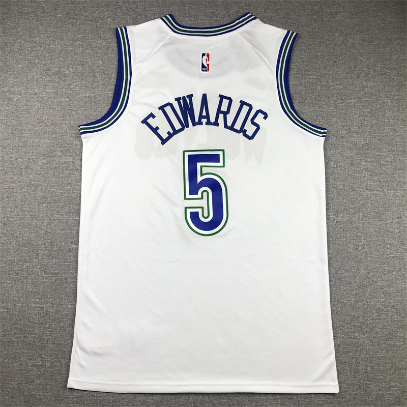 Men's Minnesota Timberwolves Anthony Edwards #5 White Swingman Jerseys