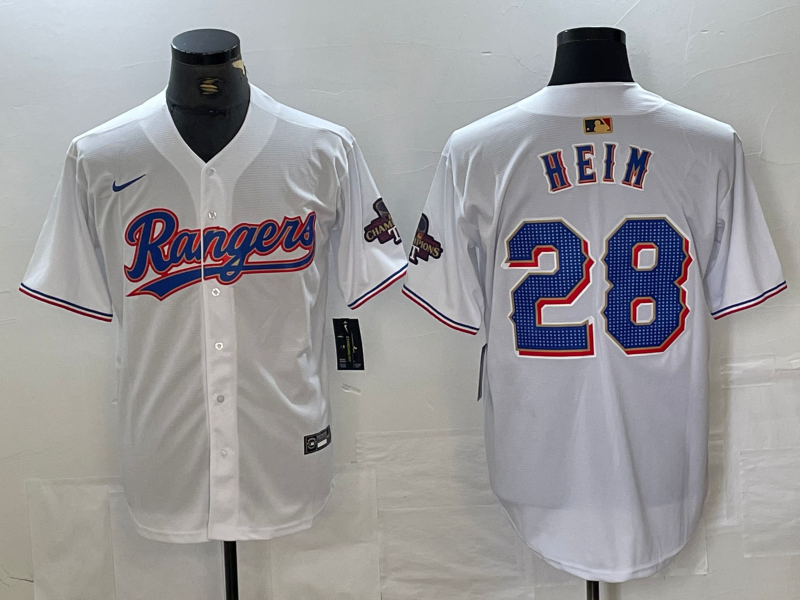 Men's Texas Rangers Jonah Heim #28 White 2024 Gold Collection Limited Player Jerseys