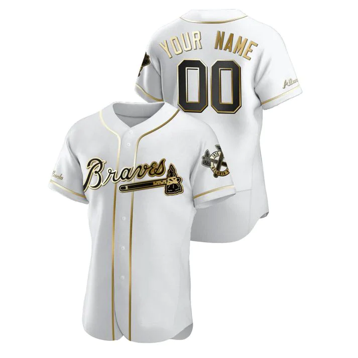 Men's Atlanta Braves White Replica Custom Jerseys