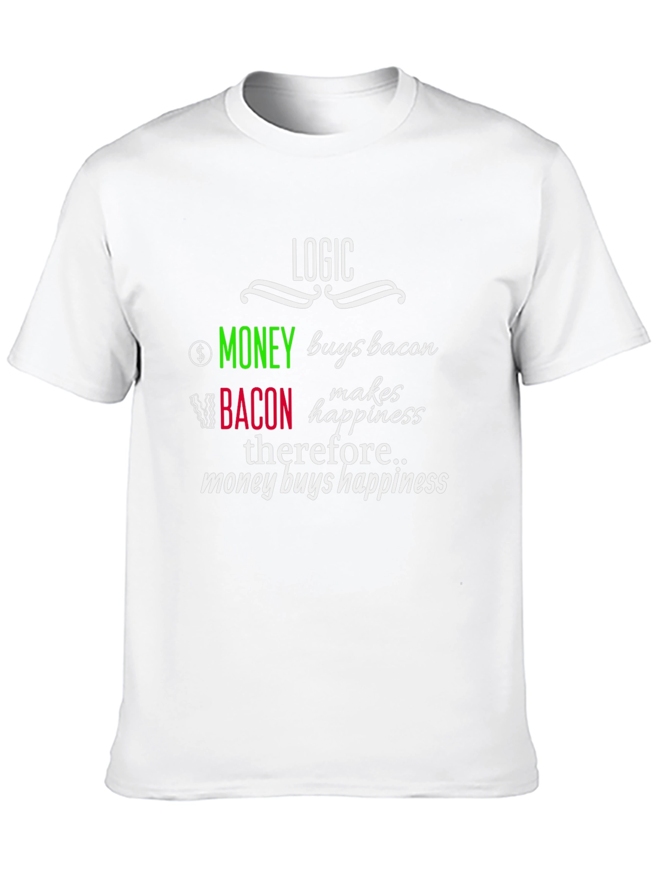 Logic Money Buys Bacon T-Shirt - Happiness Equation