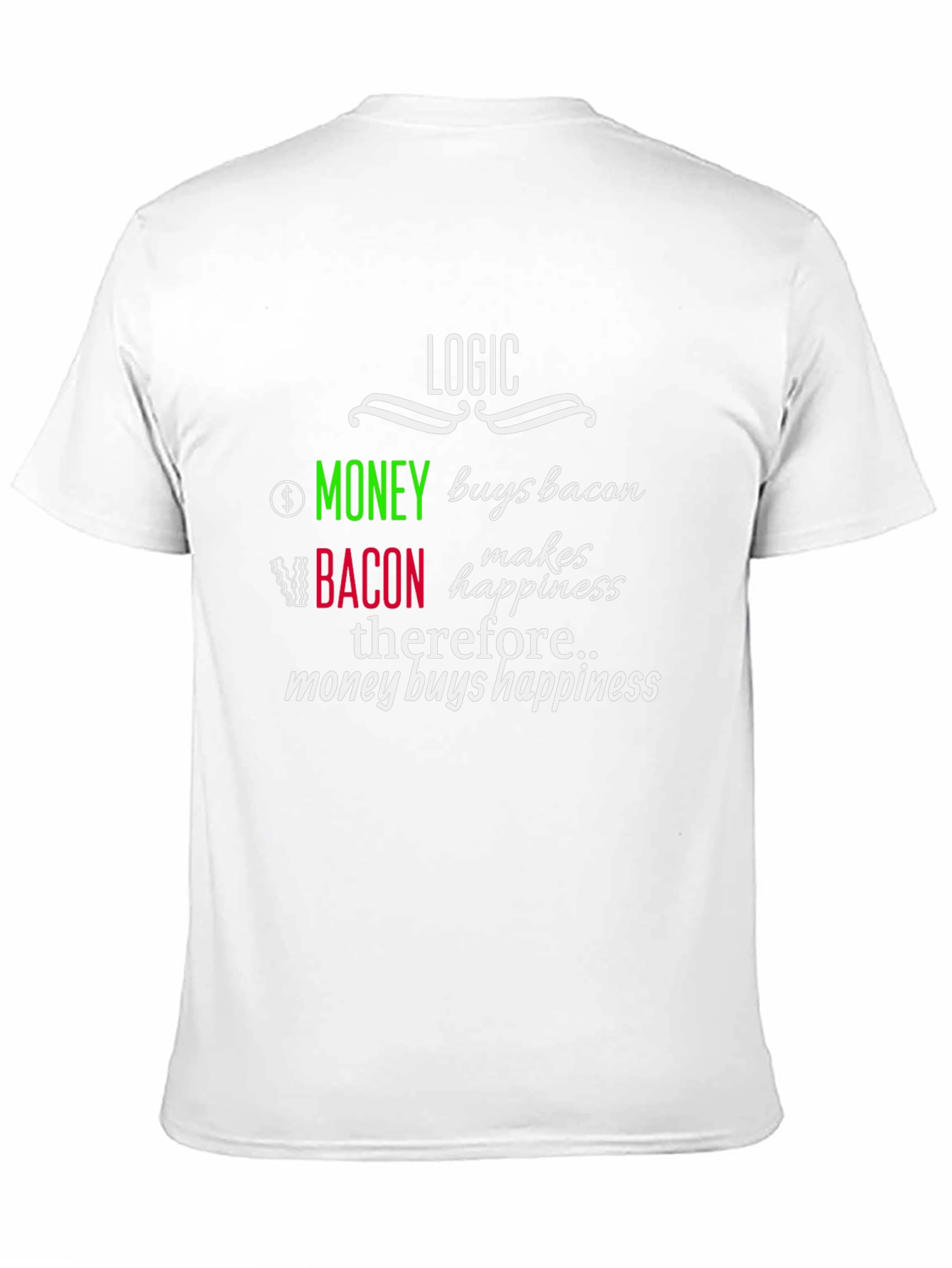 Logic Money Buys Bacon T-Shirt - Happiness Equation