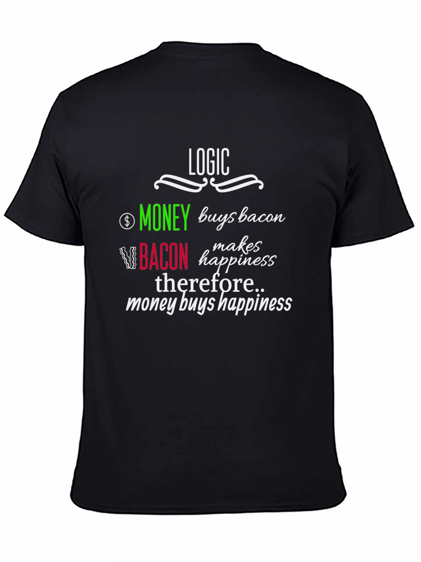 Logic Money Buys Bacon T-Shirt - Happiness Equation