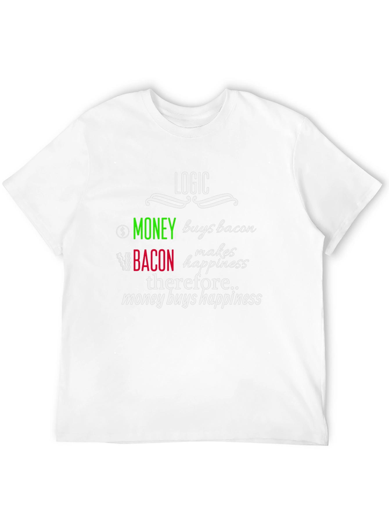 Logic Money Buys Bacon T-Shirt - Happiness Equation