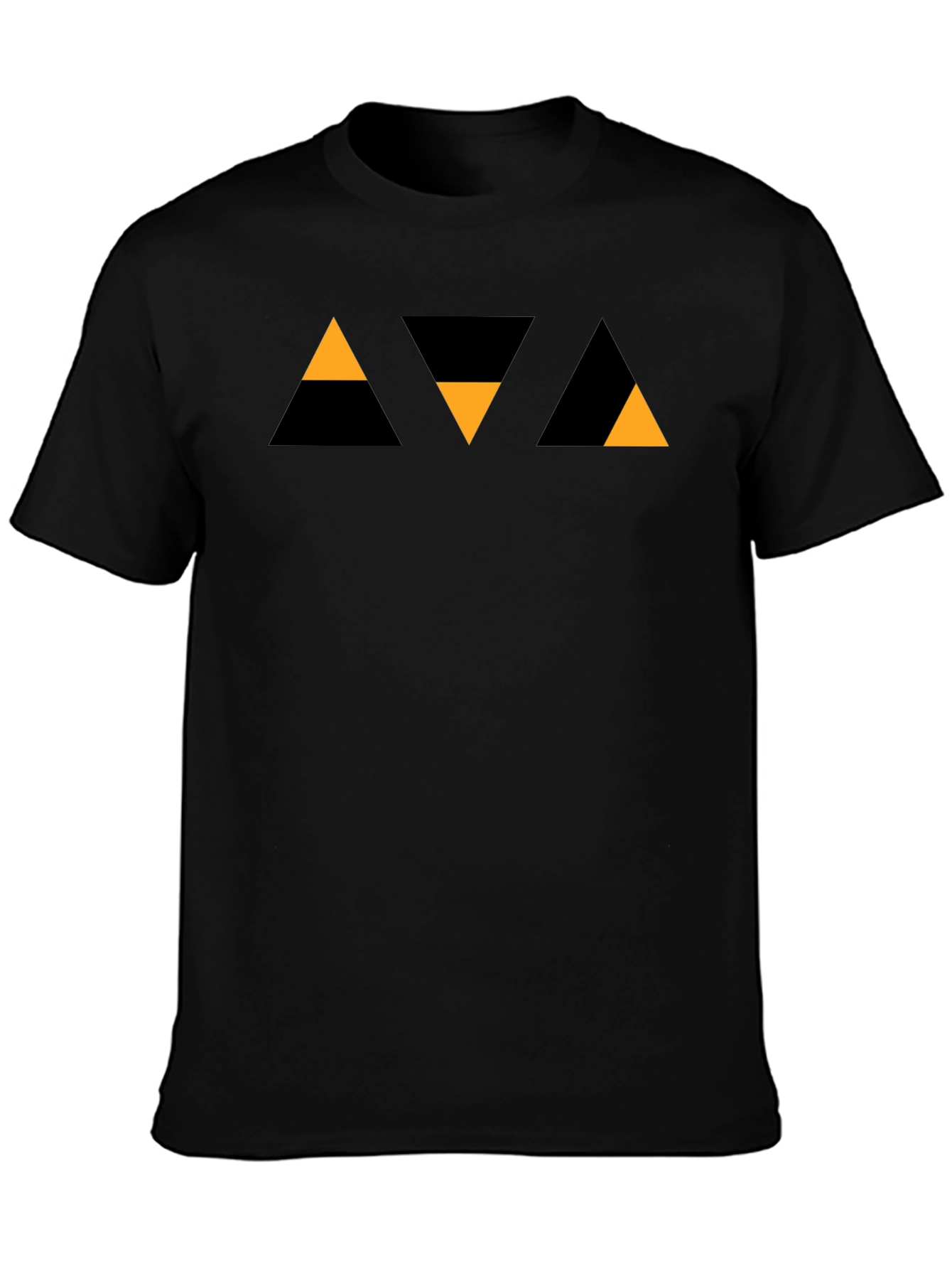 Geometric Triangle Pattern Black T-Shirt
