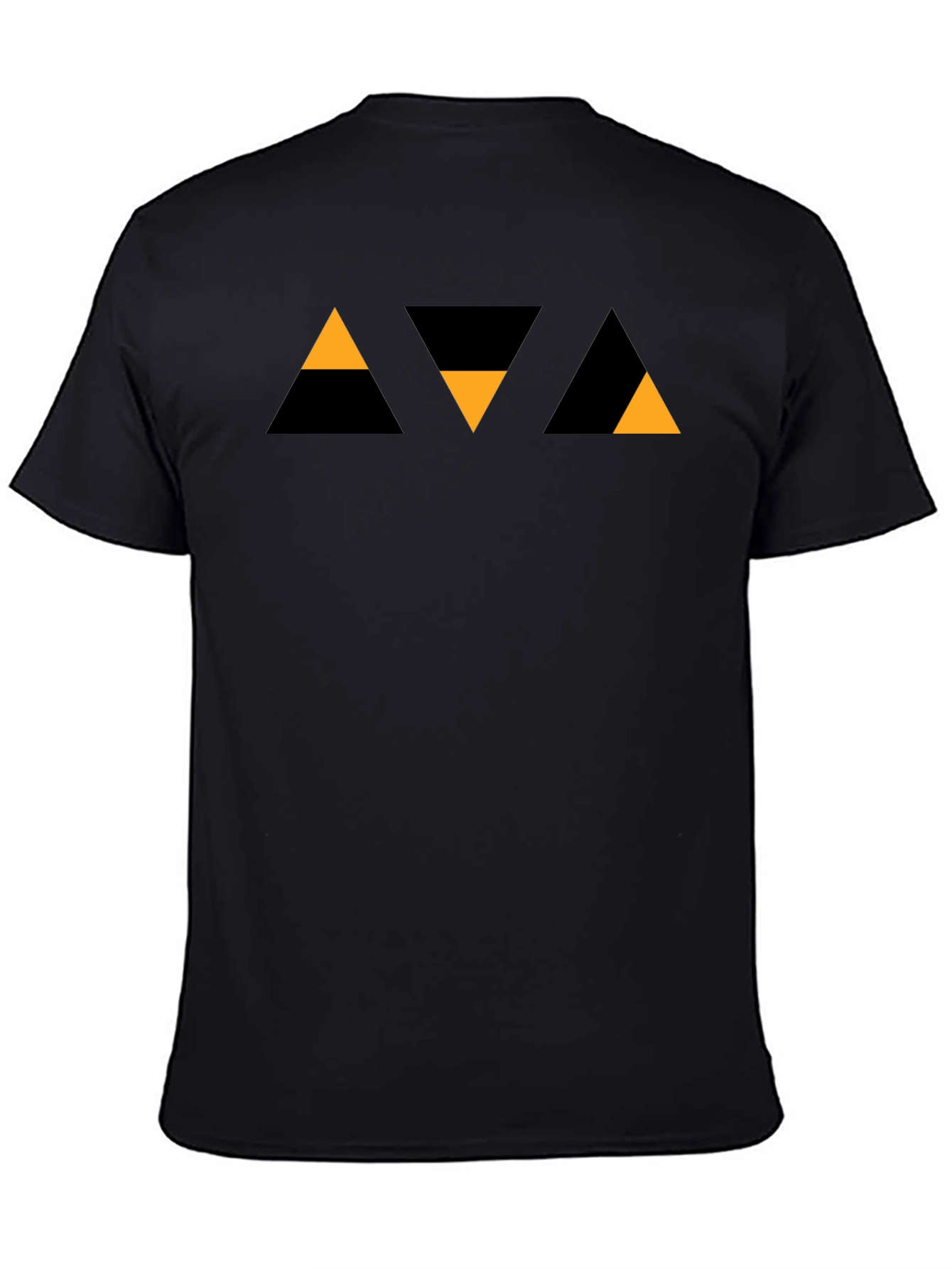 Geometric Triangle Pattern Black T-Shirt