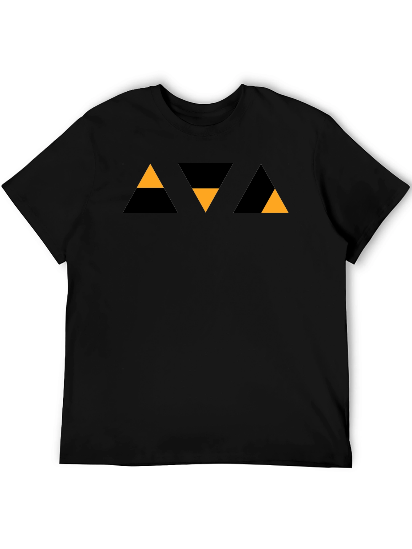 Geometric Triangle Pattern Black T-Shirt