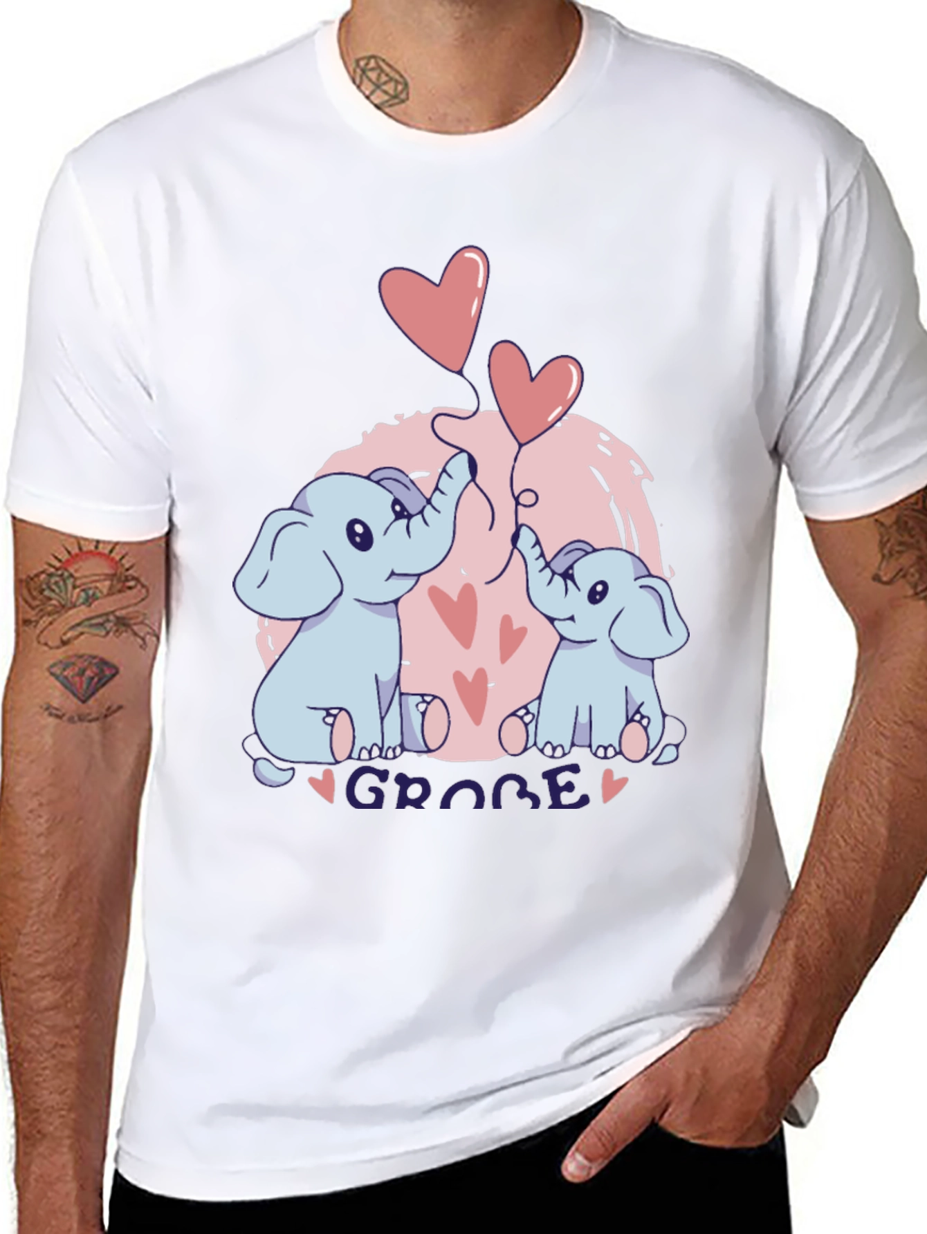 Elephant Love T-Shirt - GROBE Design Black Tee