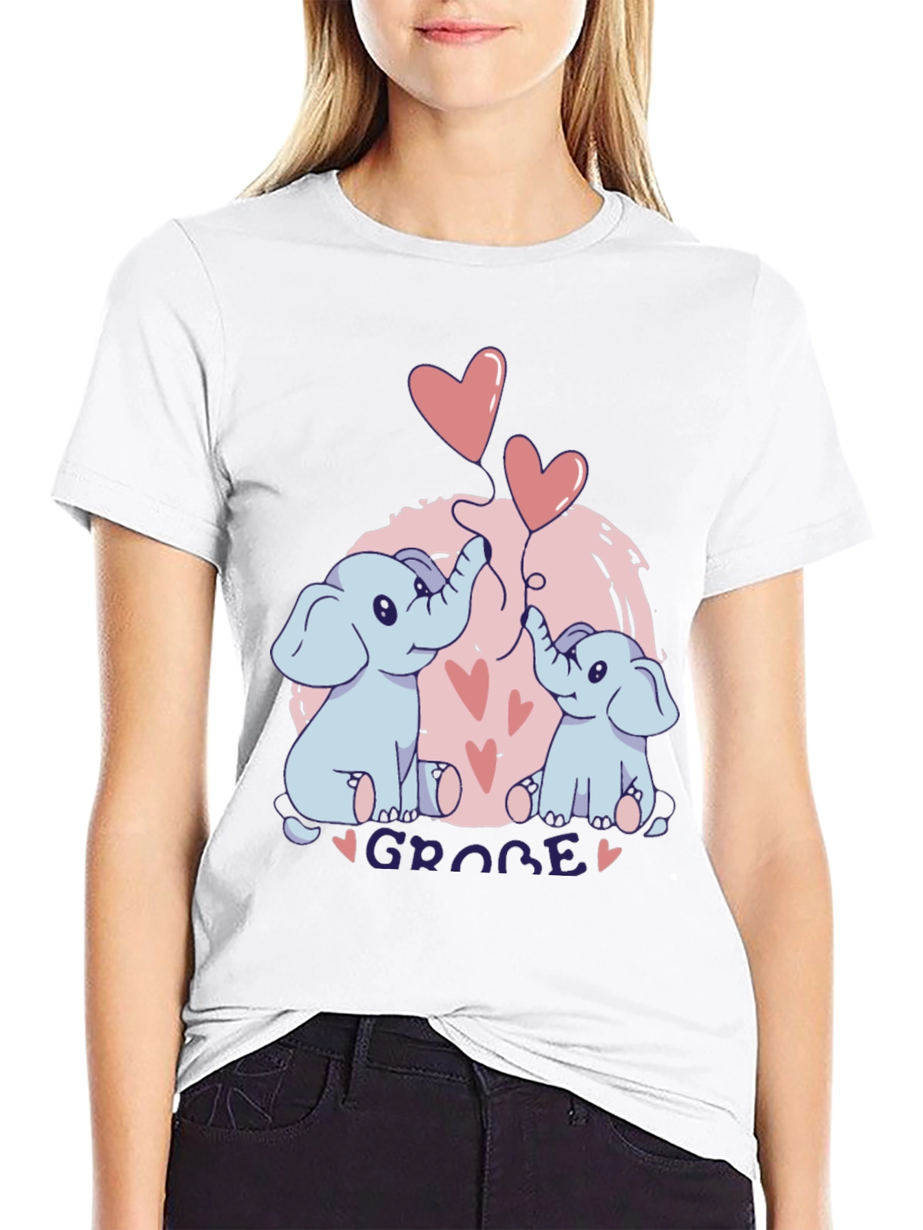 Elephant Love T-Shirt - GROBE Design Black Tee