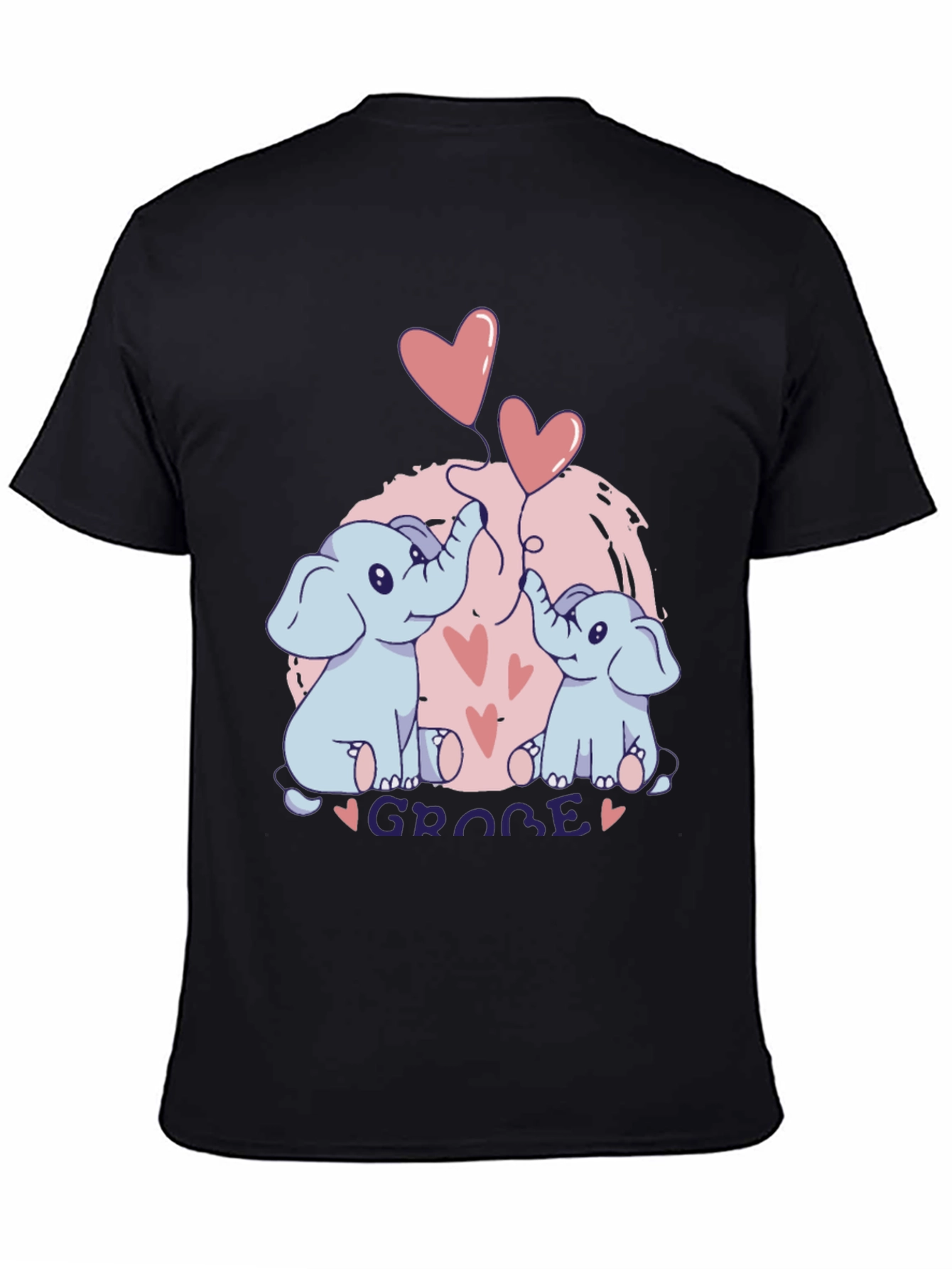 Elephant Love T-Shirt - GROBE Design Black Tee