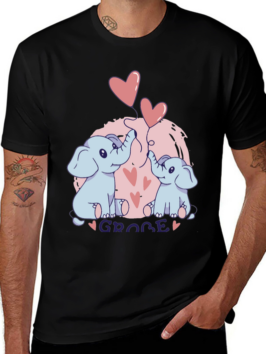 Elephant Love T-Shirt - GROBE Design Black Tee