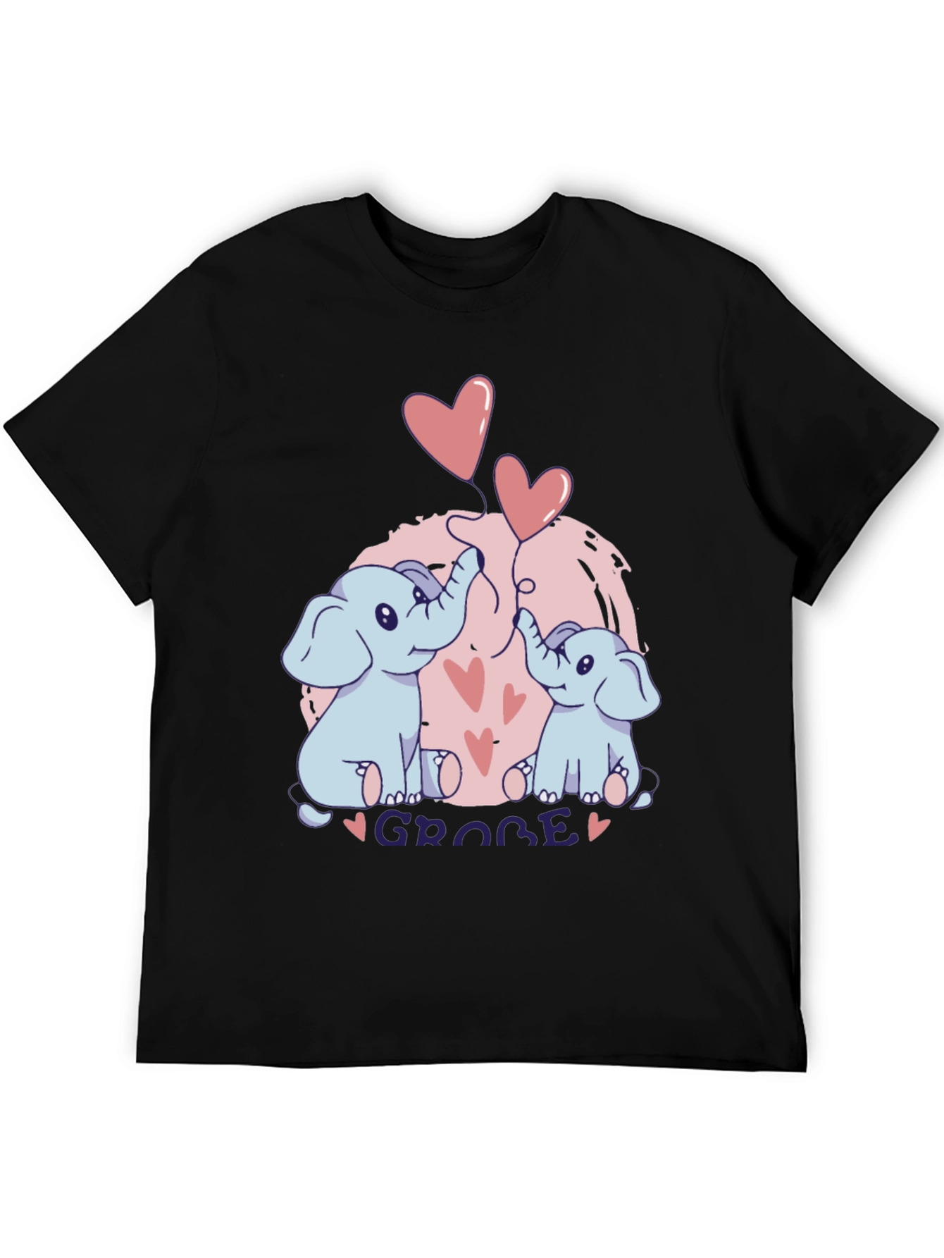 Elephant Love T-Shirt - GROBE Design Black Tee
