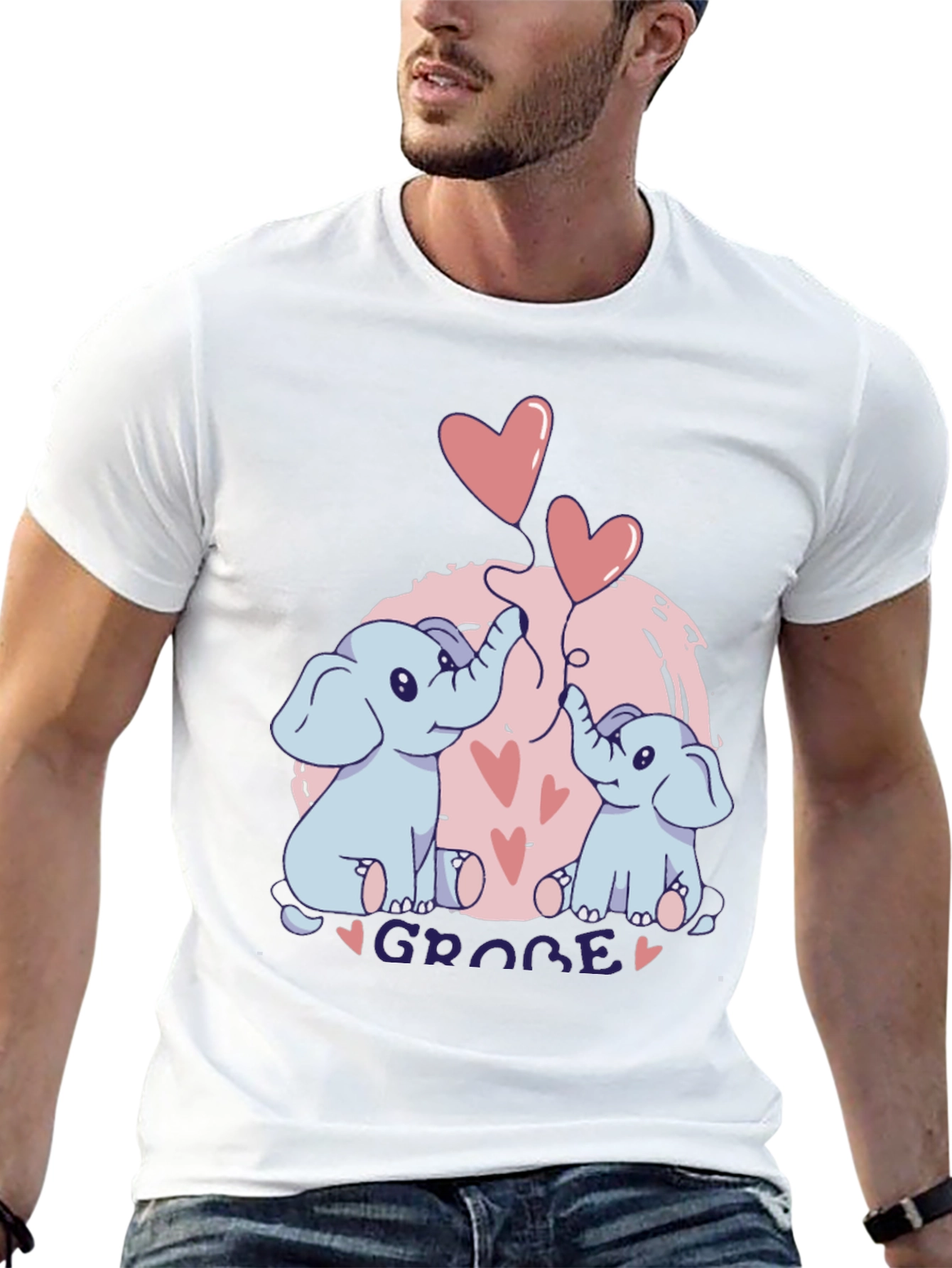 Elephant Love T-Shirt - GROBE Design Black Tee