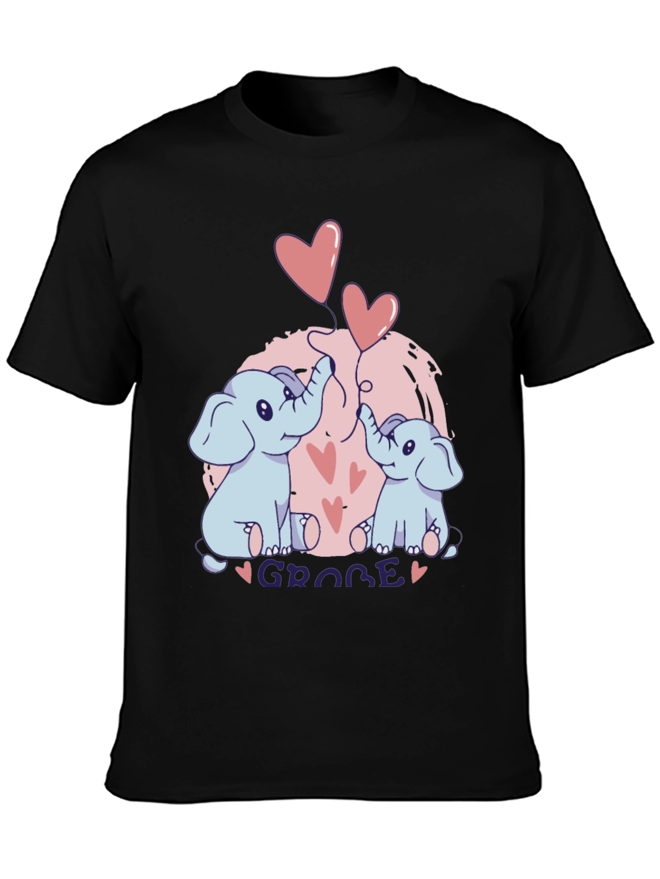 Elephant Love T-Shirt - GROBE Design Black Tee