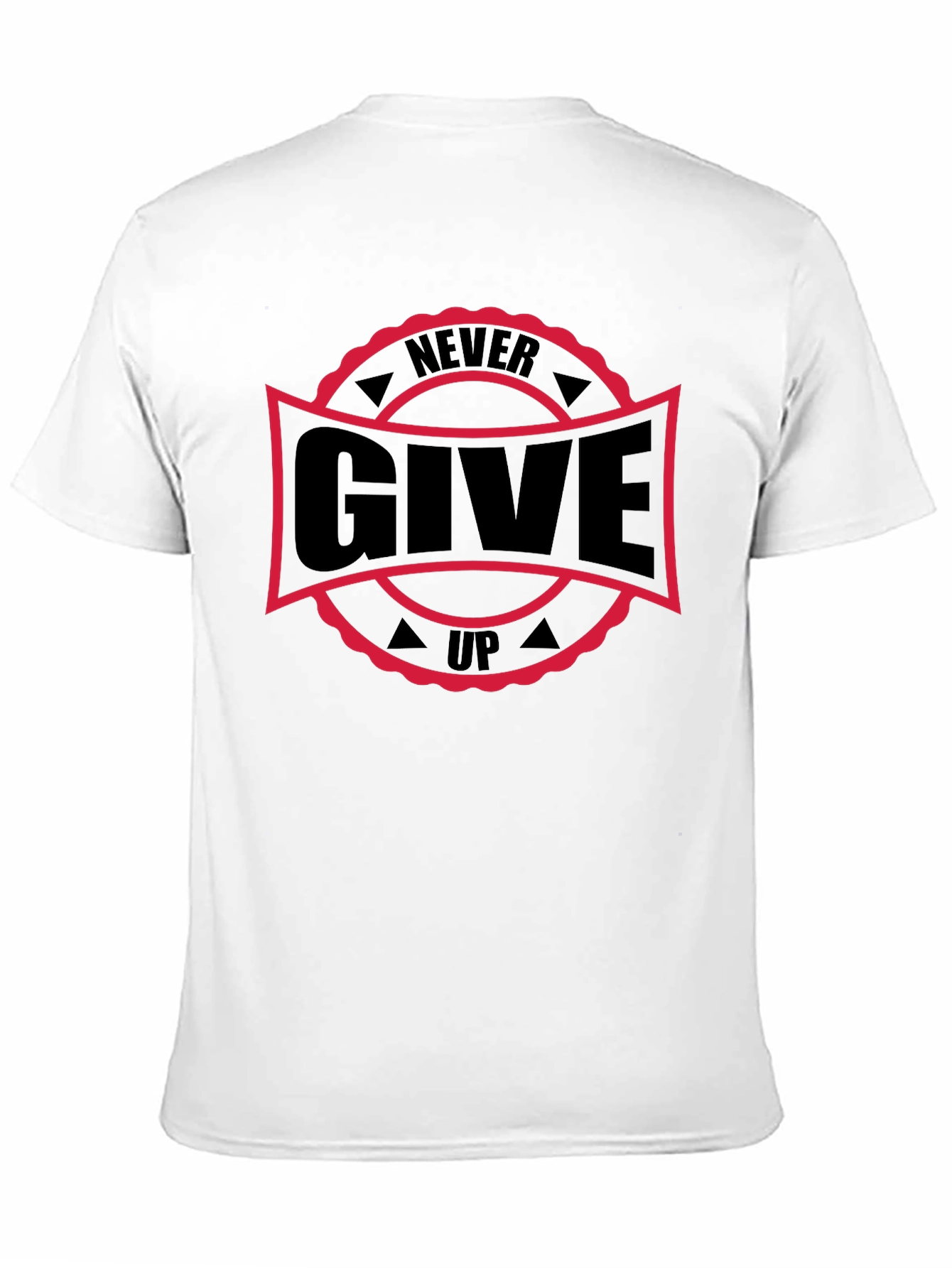 Never Give Up Graphic Black T-Shirt
