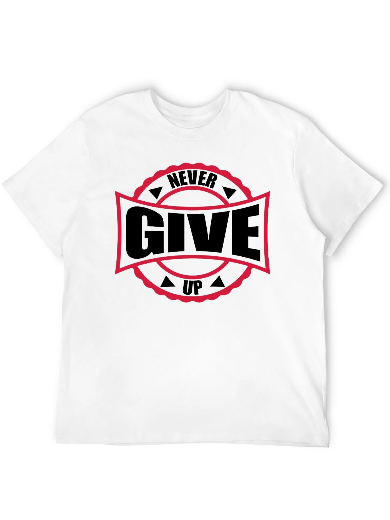 Never Give Up Graphic Black T-Shirt