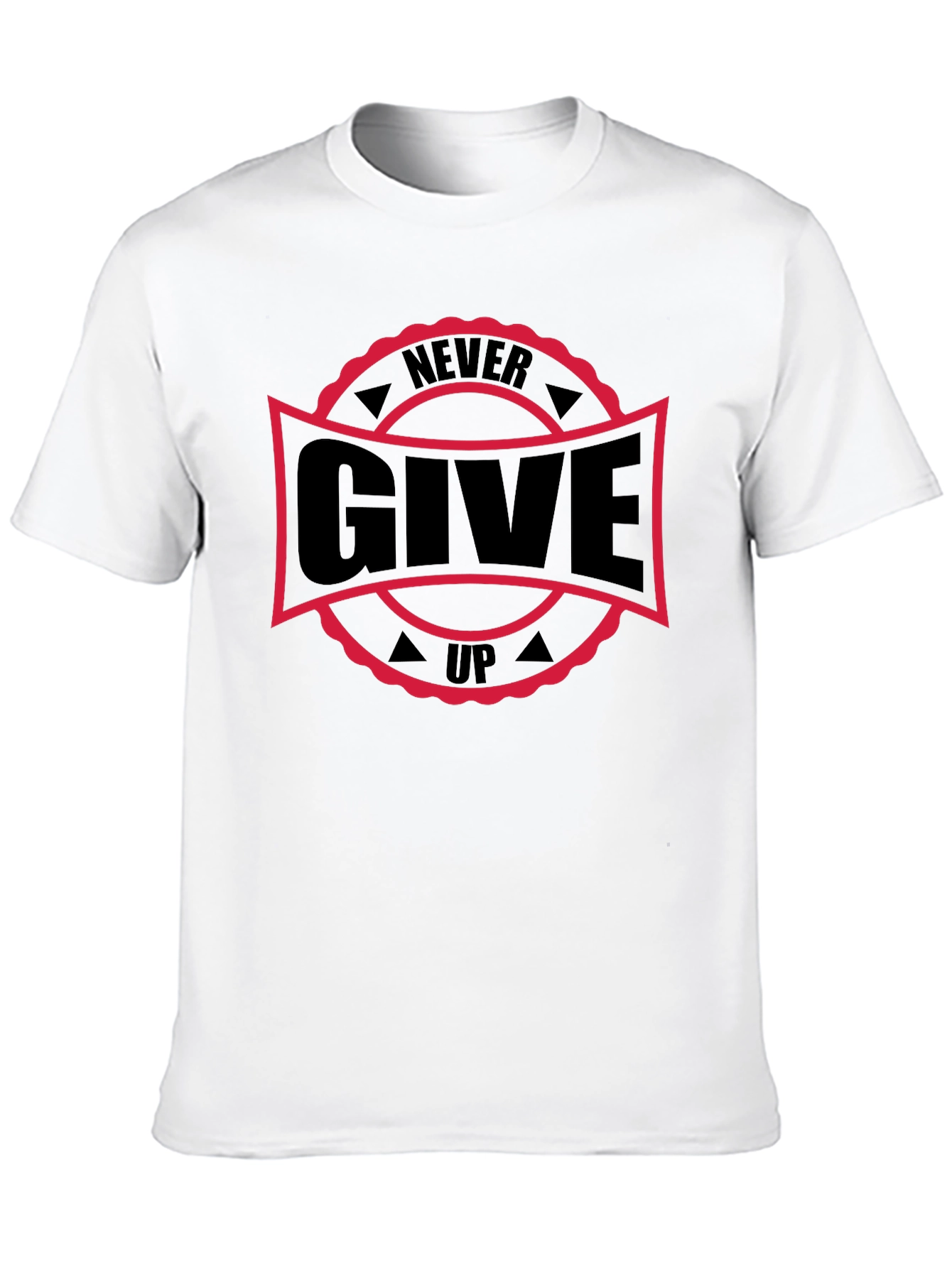 Never Give Up Graphic Black T-Shirt