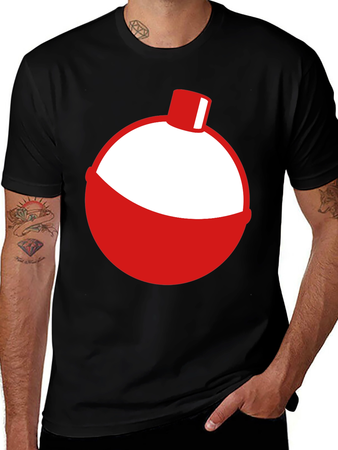 Fishing Bobber Graphic Tee - Black