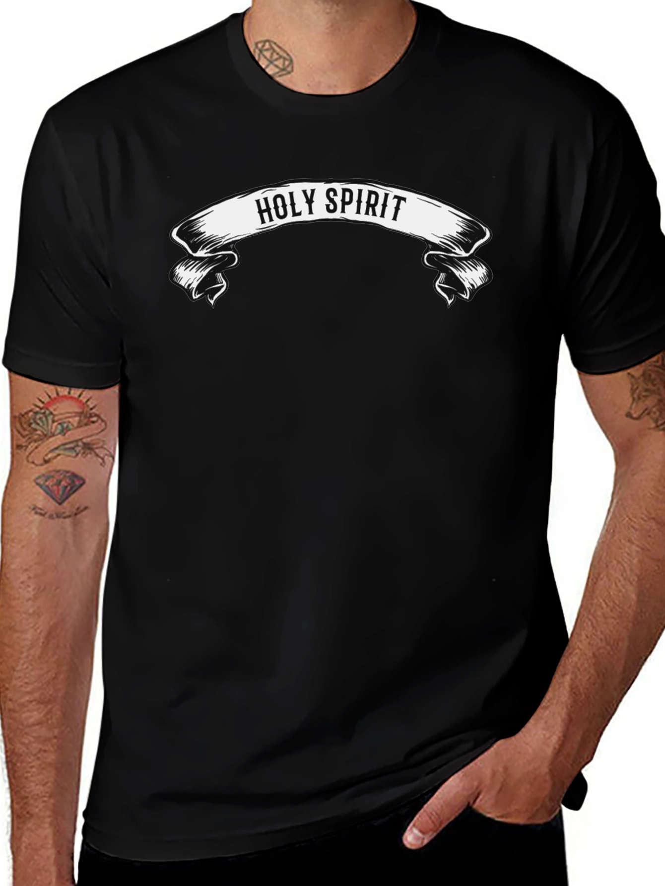 Holy Spirit Graphic Print Black T-Shirt