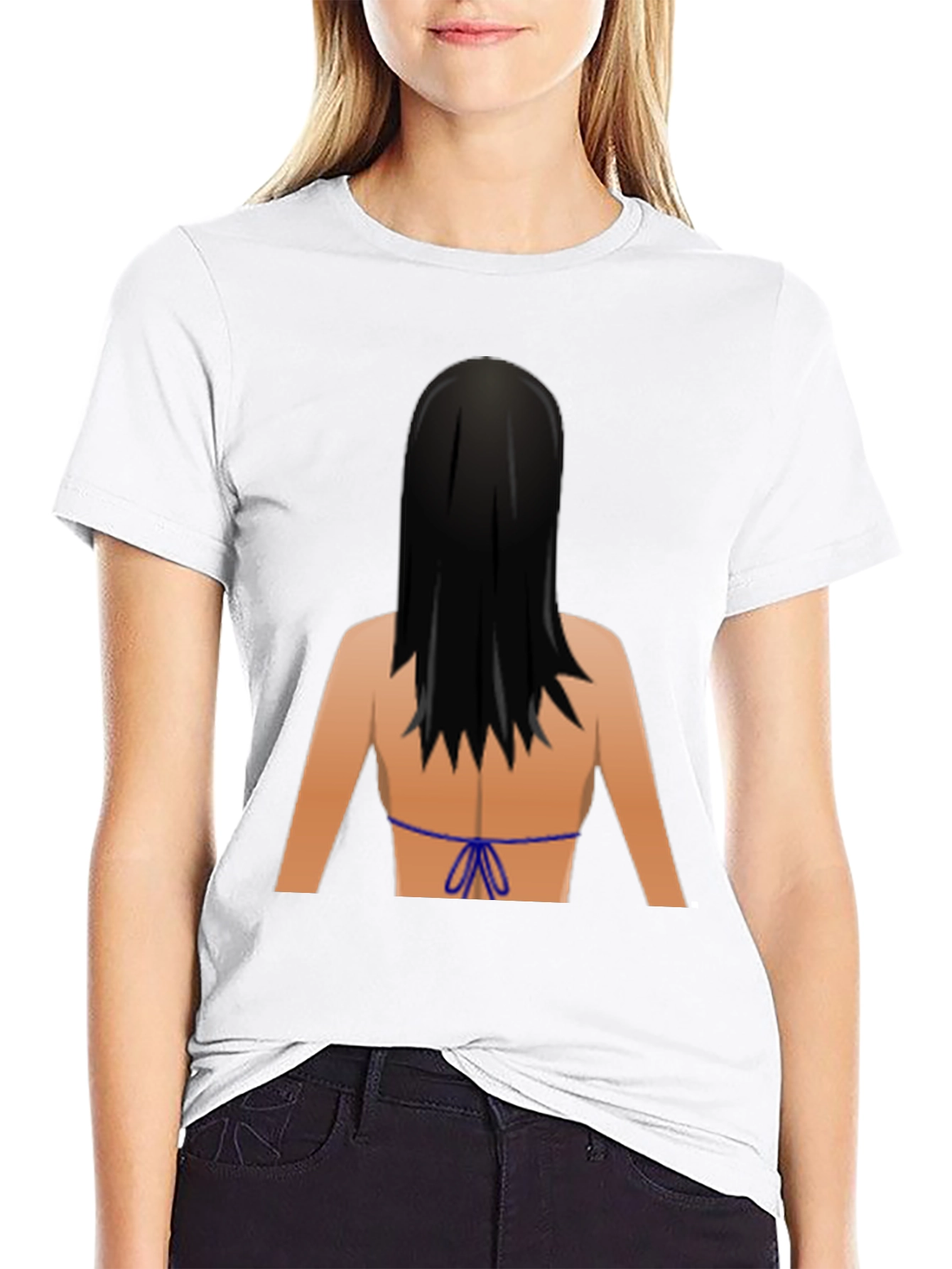 Emoji Bikini Back Black T-Shirt