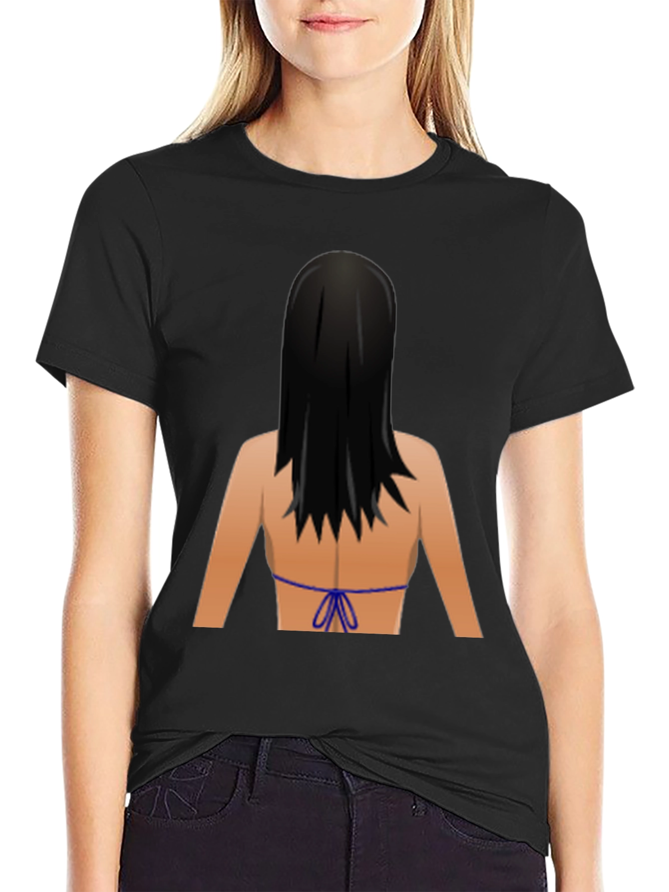 Emoji Bikini Back Black T-Shirt