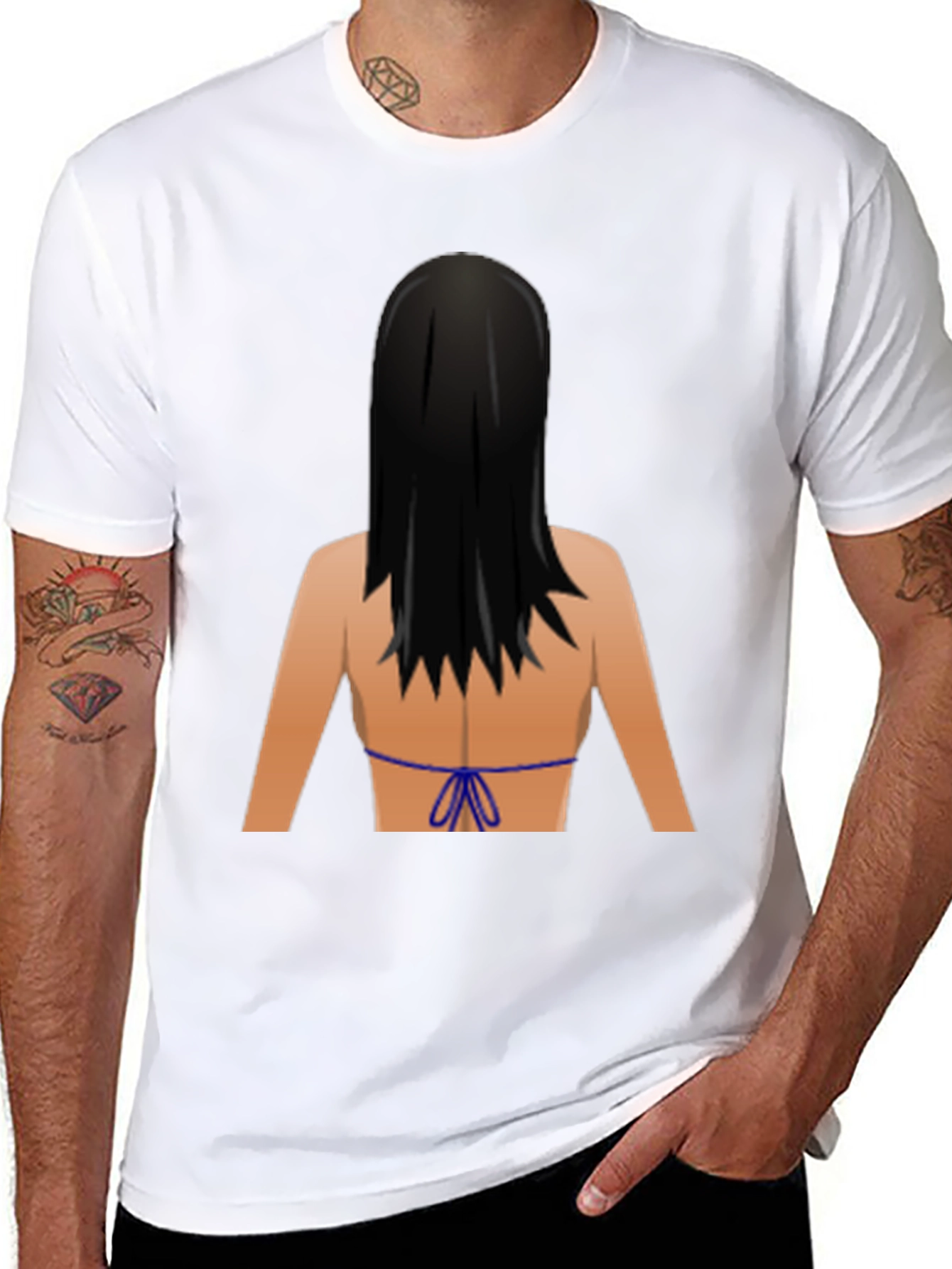 Emoji Bikini Back Black T-Shirt