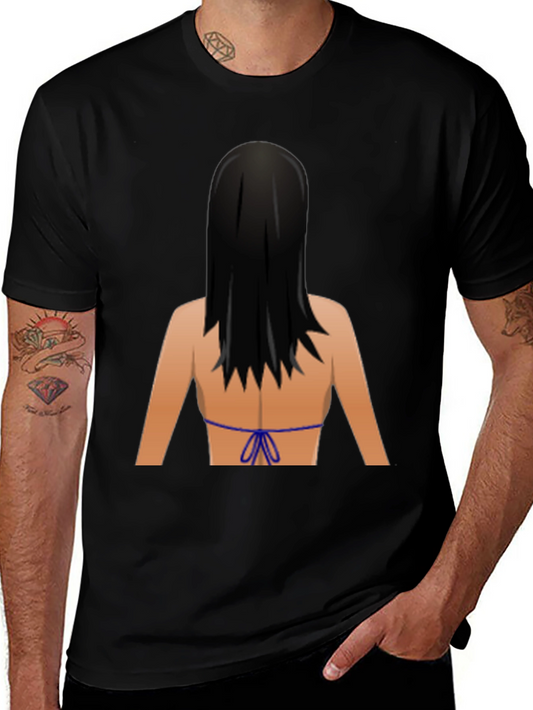 Emoji Bikini Back Black T-Shirt