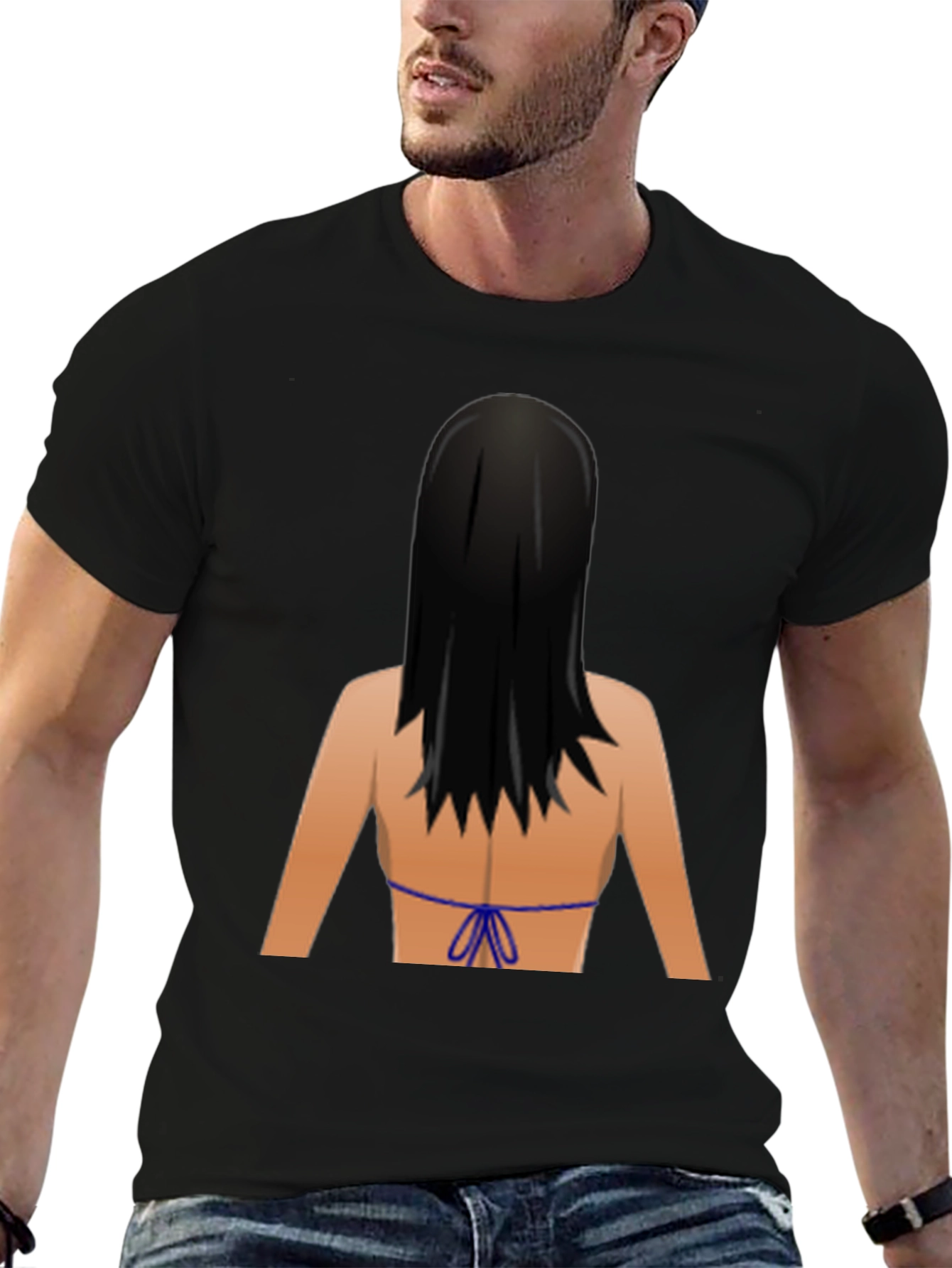 Emoji Bikini Back Black T-Shirt