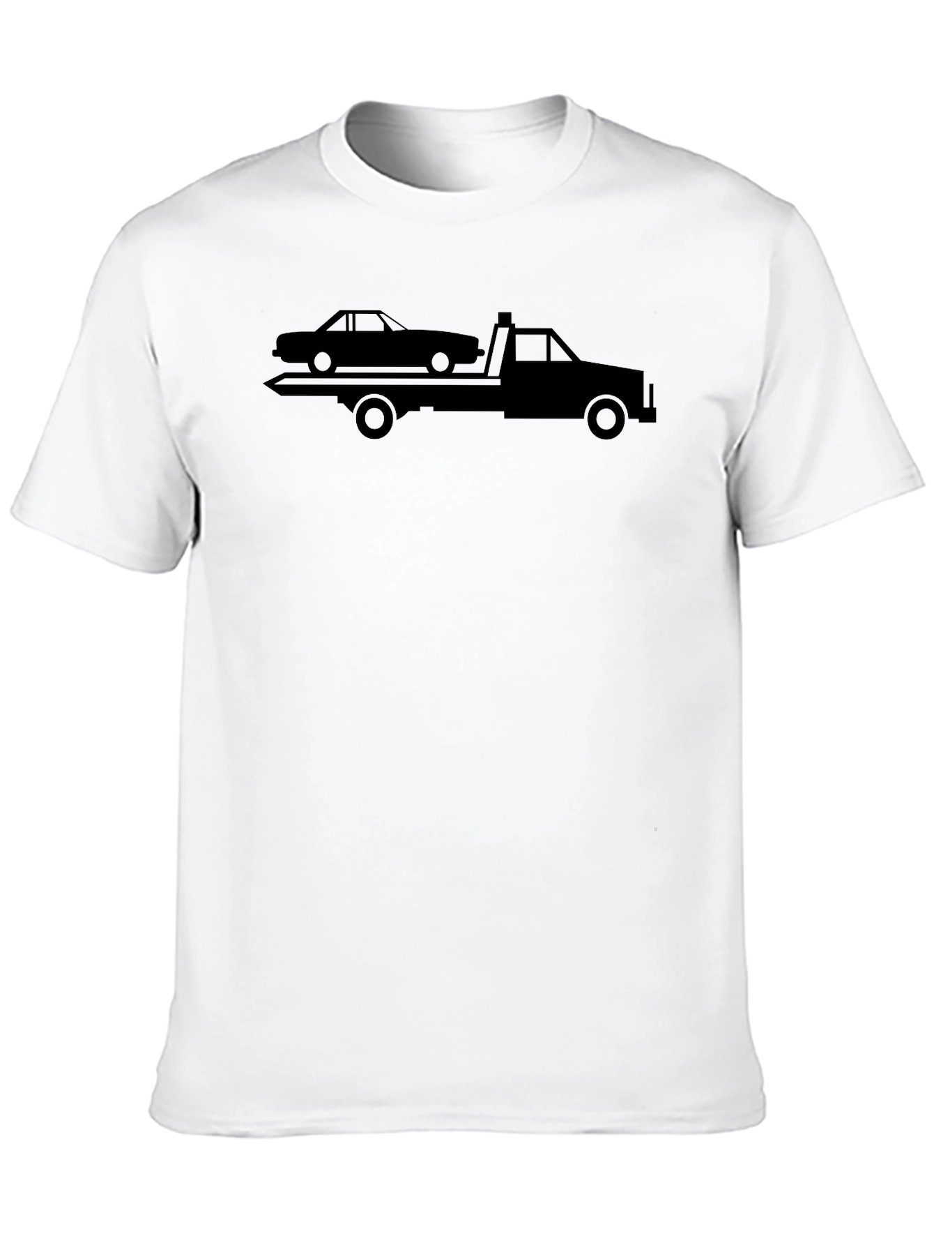 Tow Truck Graphic Tee - Black Cotton Shirt