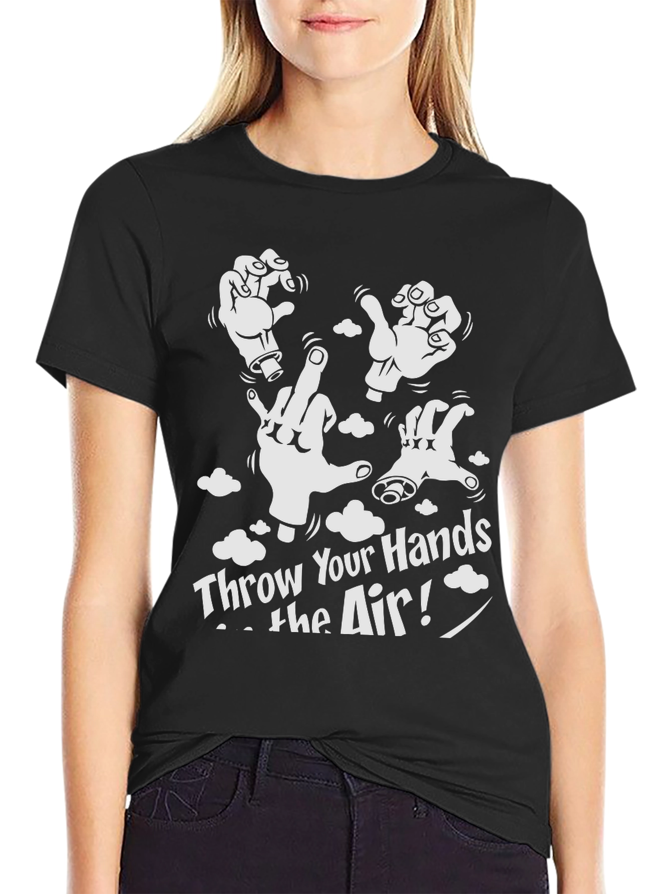 Throw Your Hands In The Air Black Graphic Tee