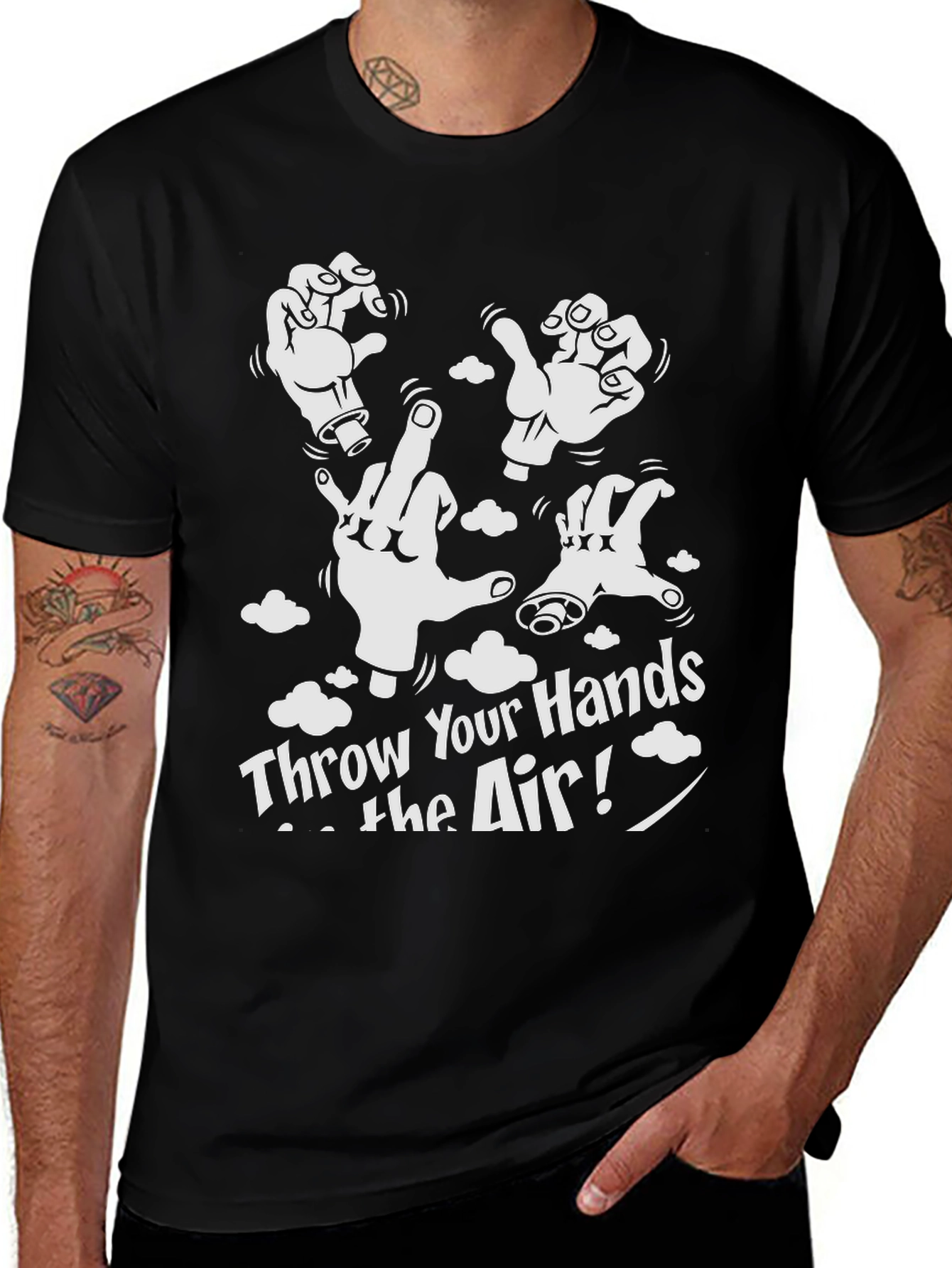 Throw Your Hands In The Air Black Graphic Tee
