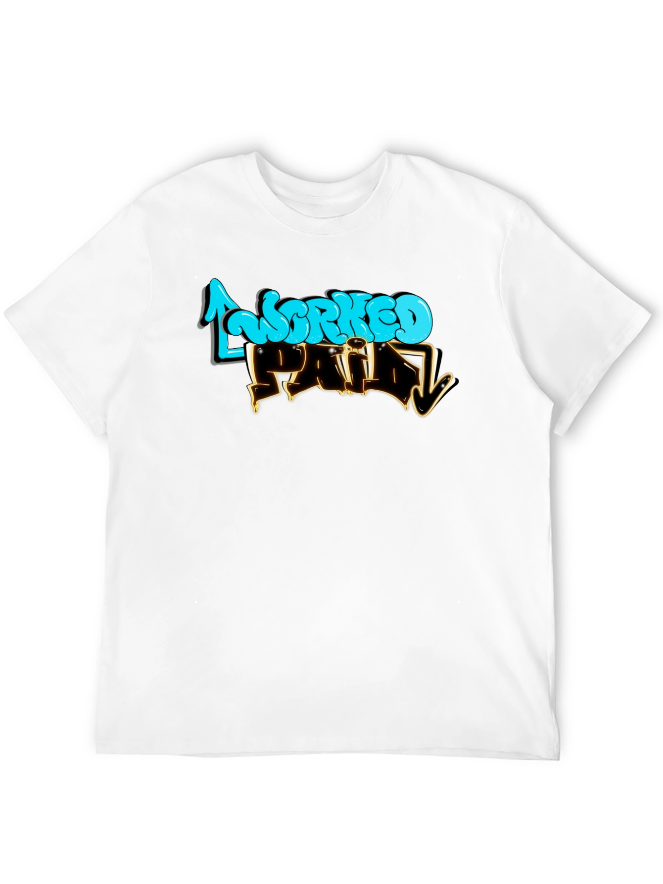 Worked Paid Graphic T-Shirt - Black Crew Neck
