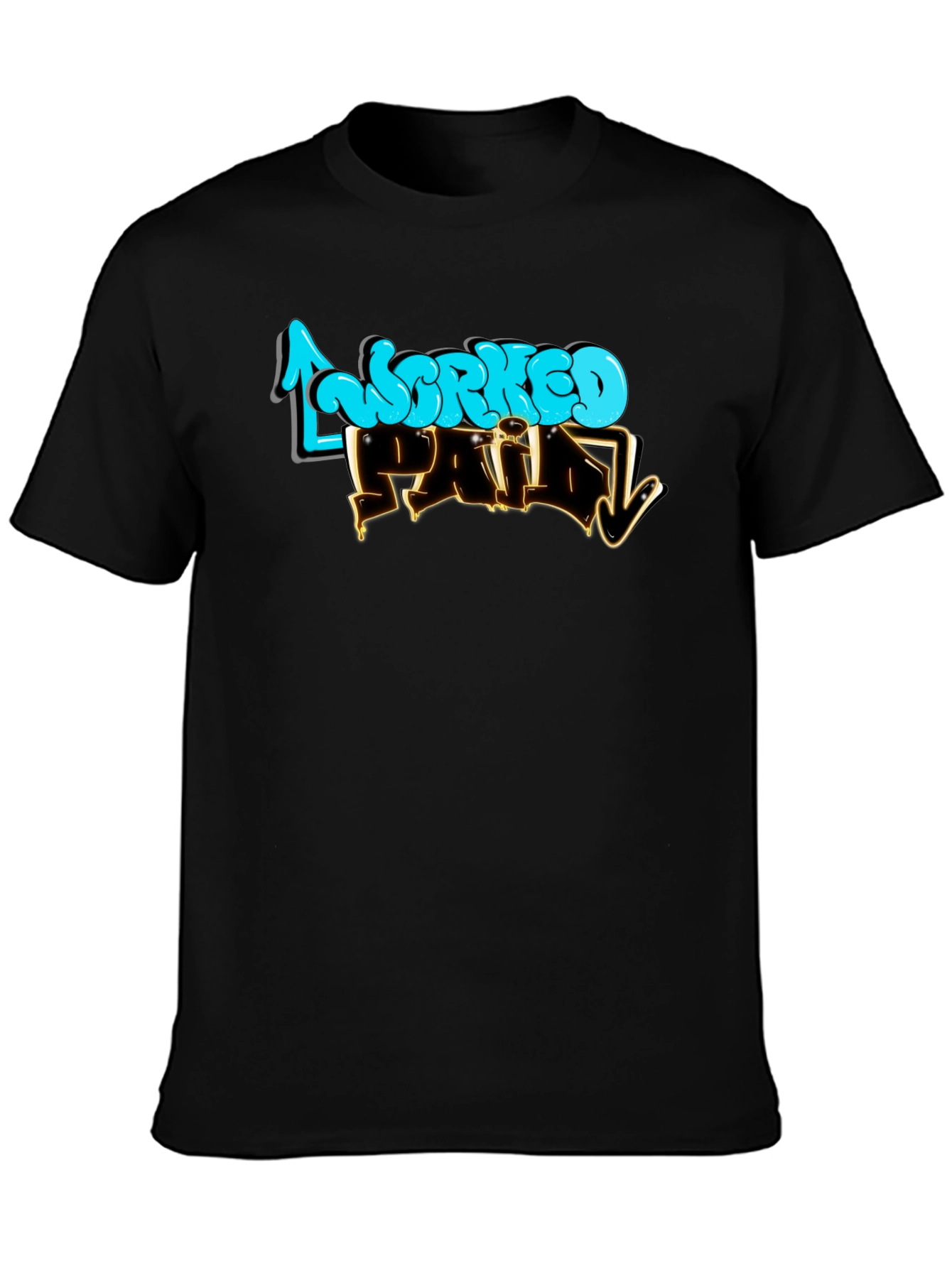 Worked Paid Graphic T-Shirt - Black Crew Neck