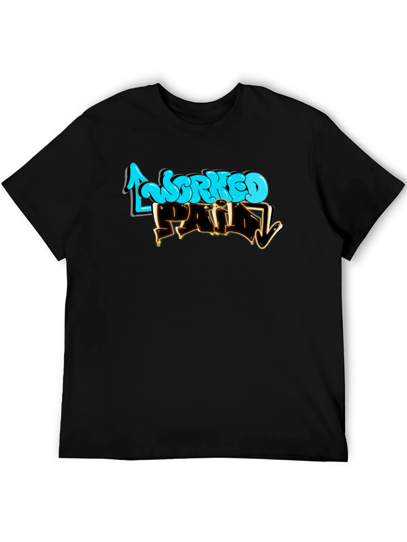Worked Paid Graphic T-Shirt - Black Crew Neck