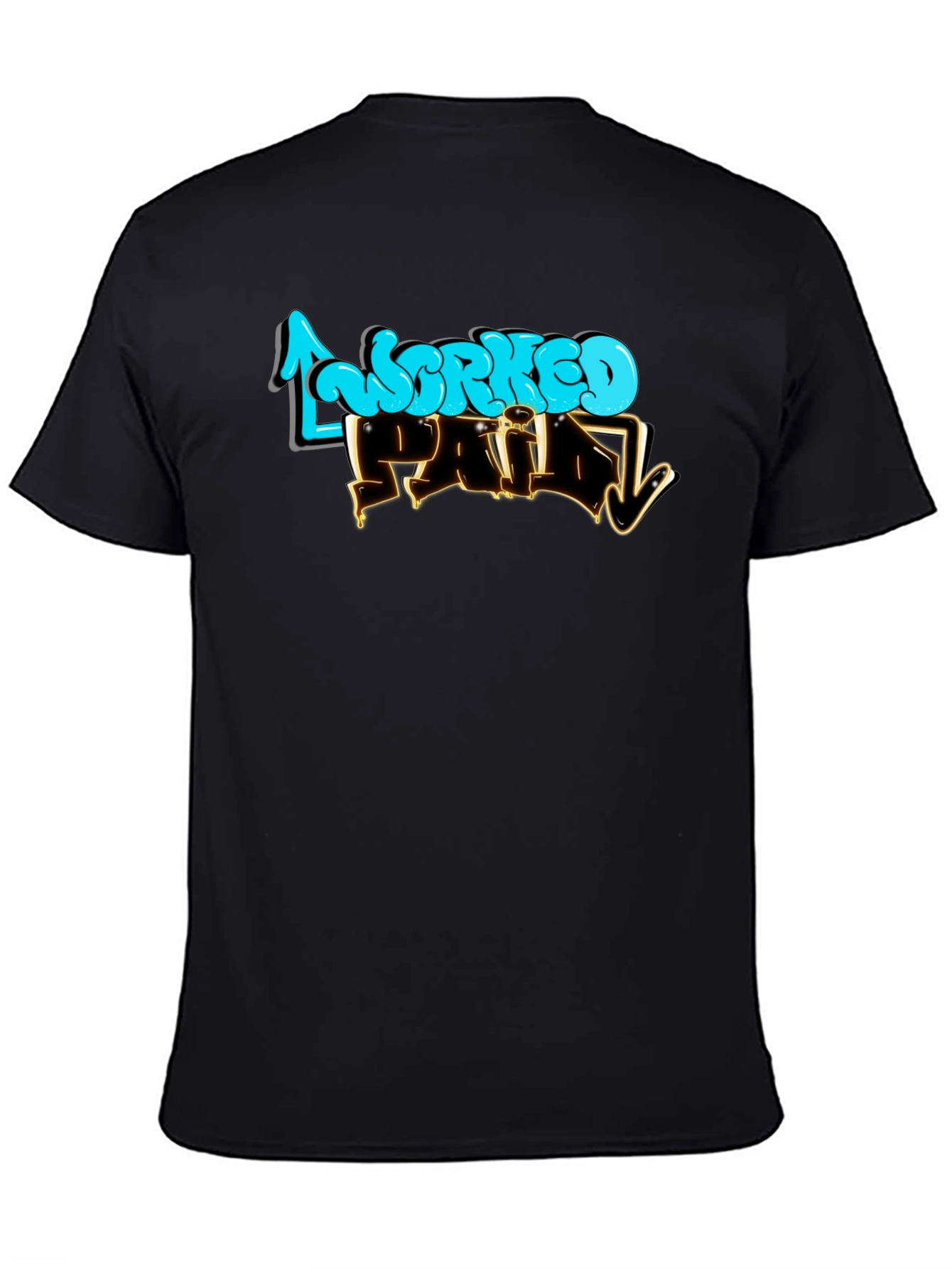 Worked Paid Graphic T-Shirt - Black Crew Neck