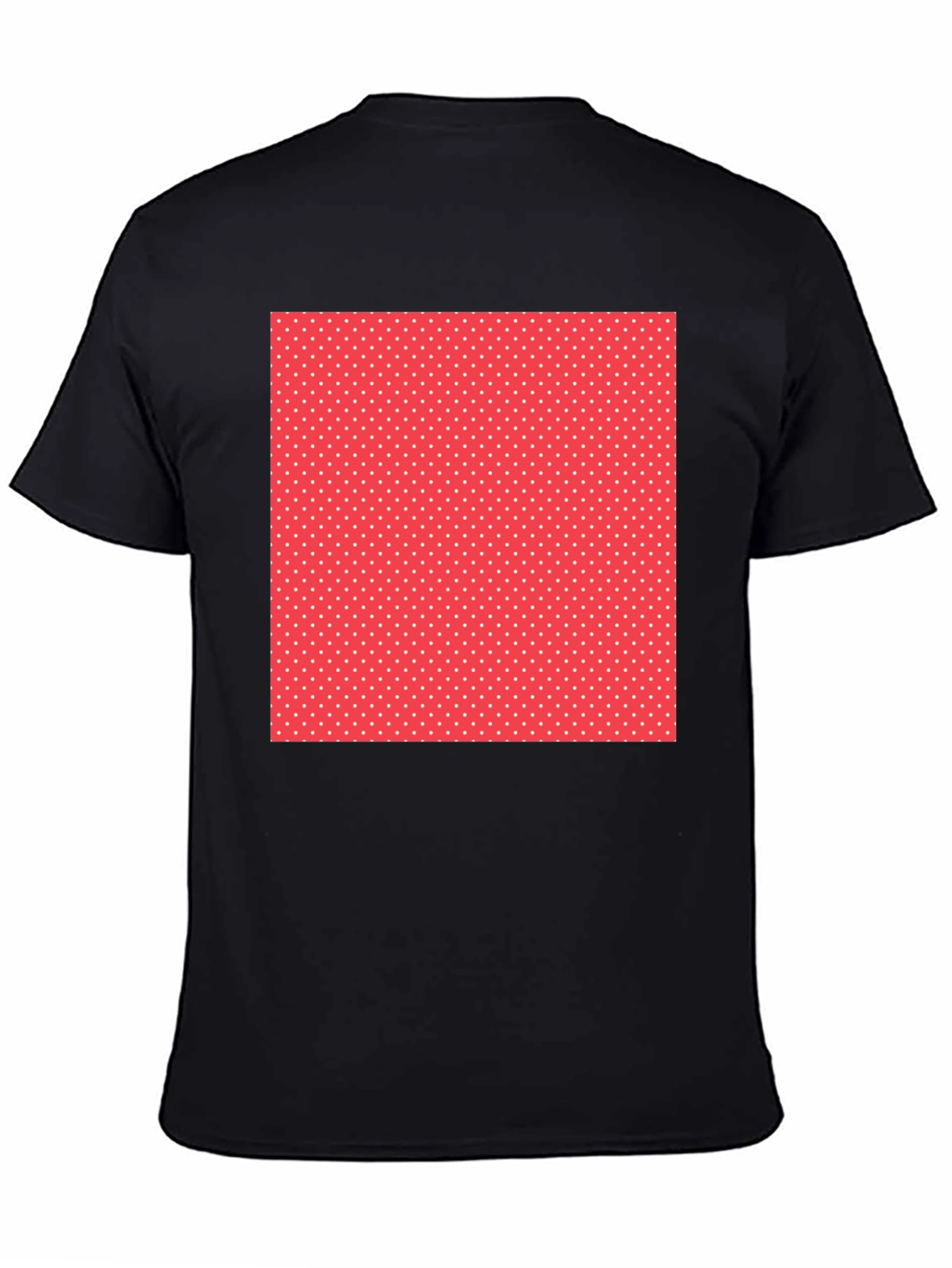 Black Tee with Red Polka Dot Square Design