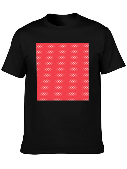 Black Tee with Red Polka Dot Square Design
