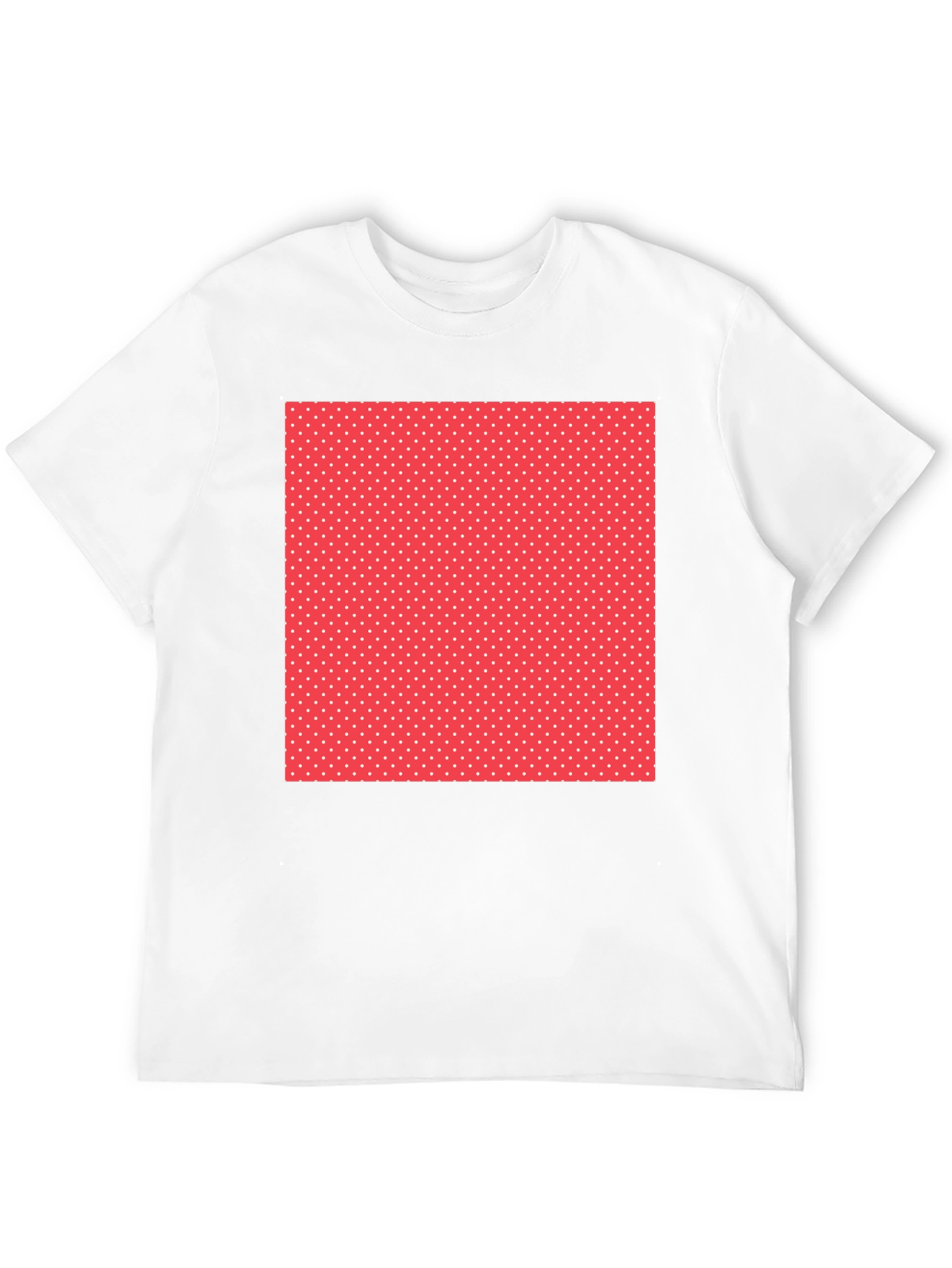 Black Tee with Red Polka Dot Square Design