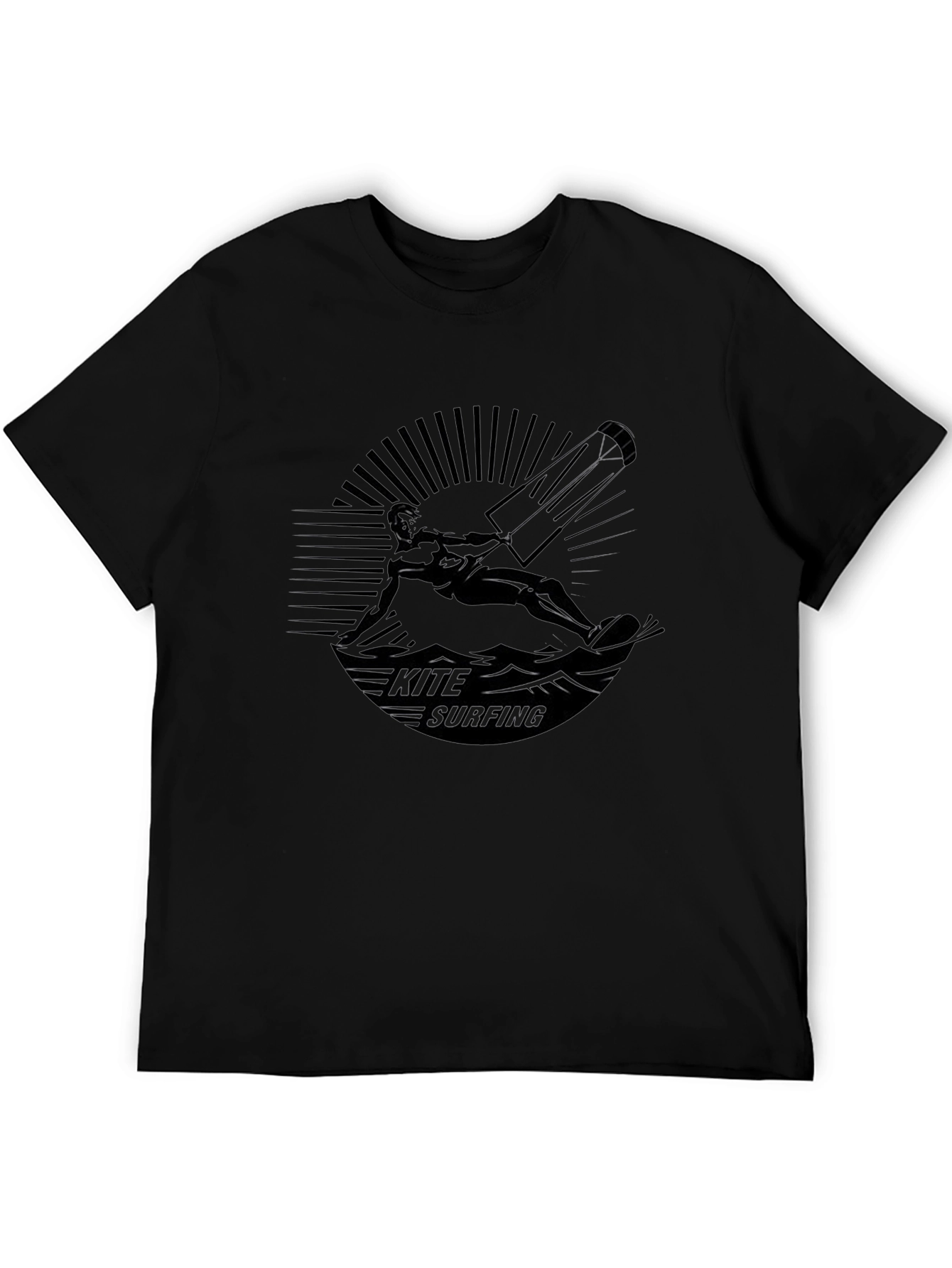 Kite Surfing Graphic Black T-Shirt