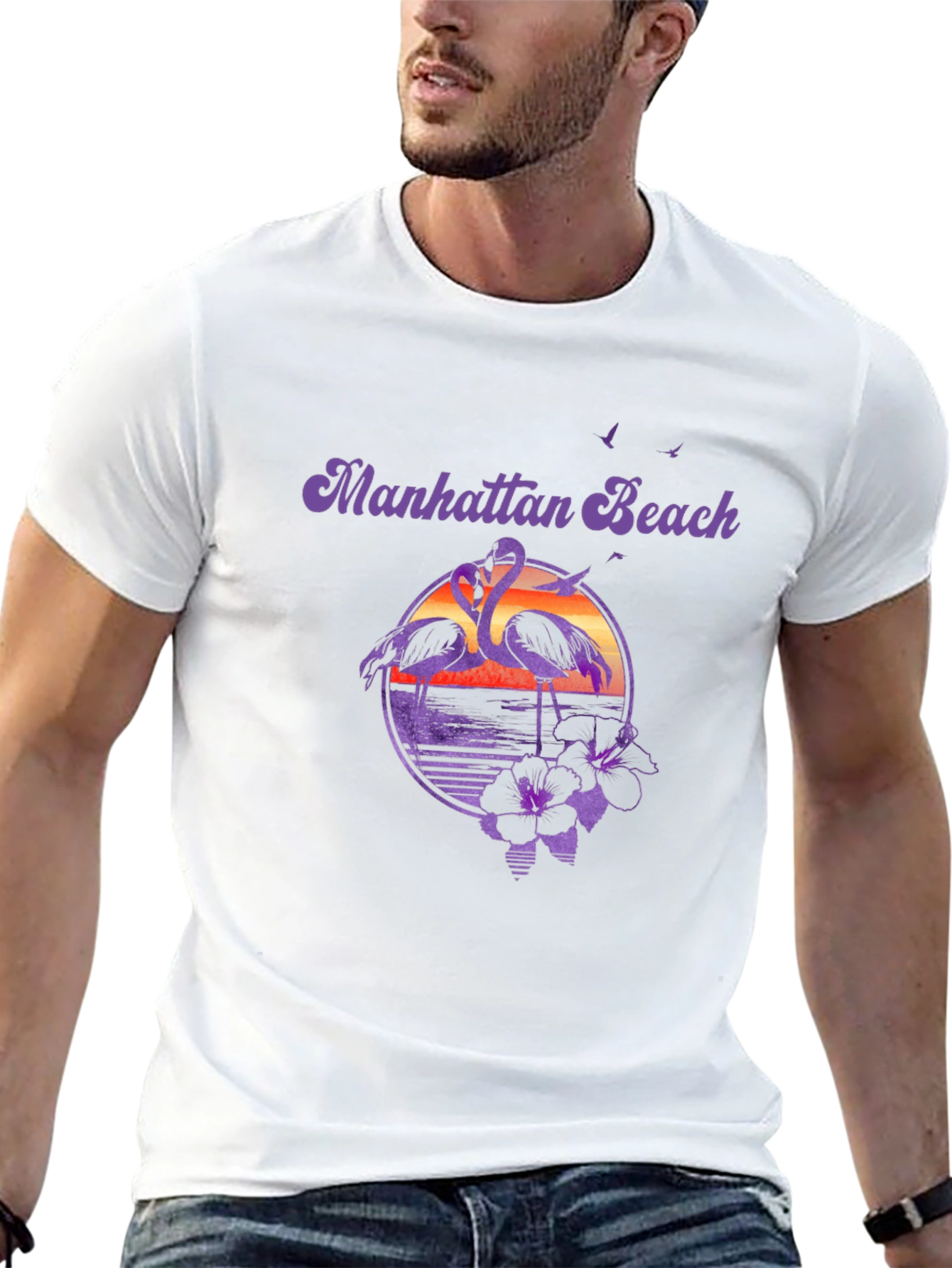 Manhattan Beach Flamingo Graphic Tee