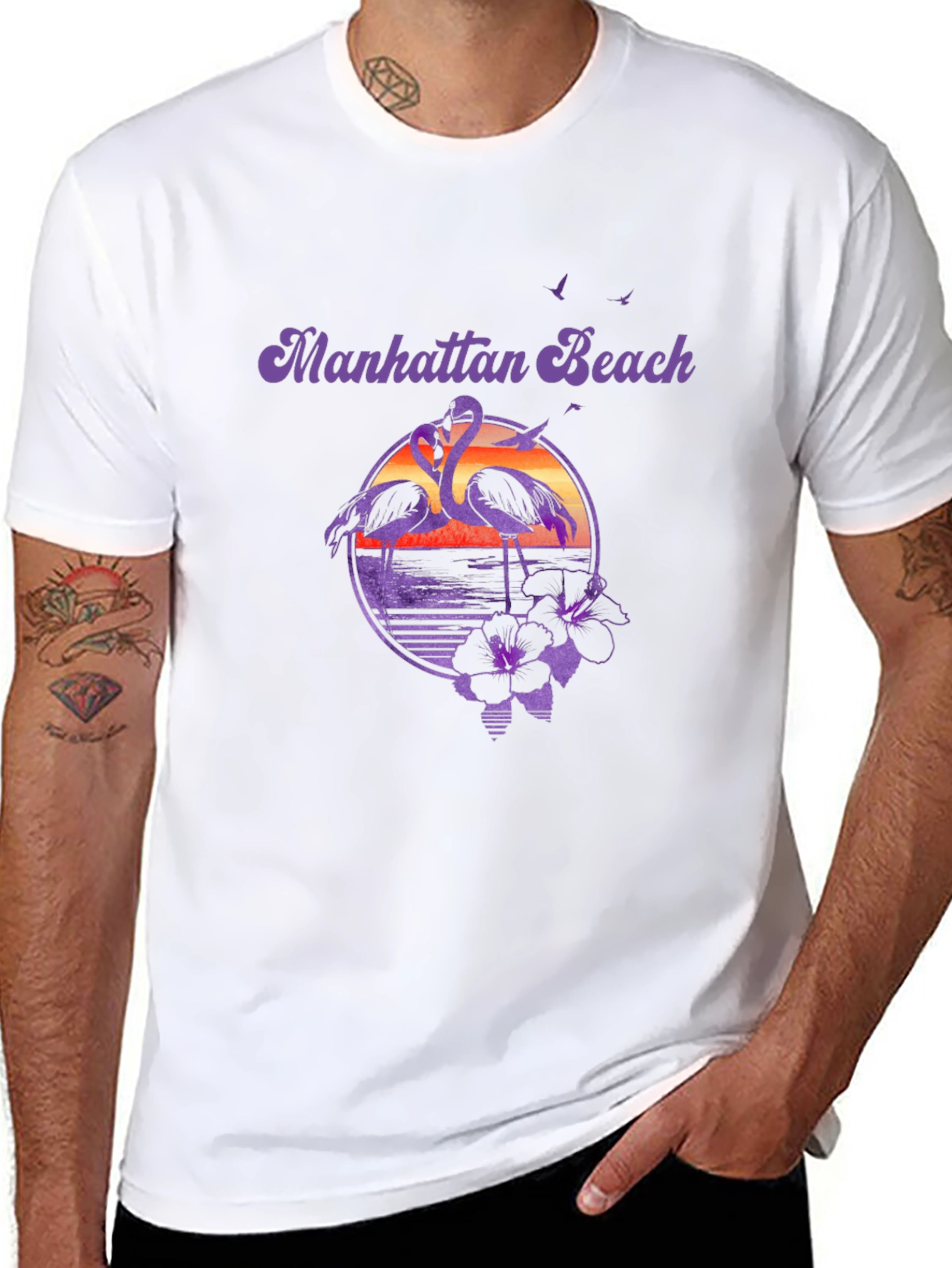 Manhattan Beach Flamingo Graphic Tee