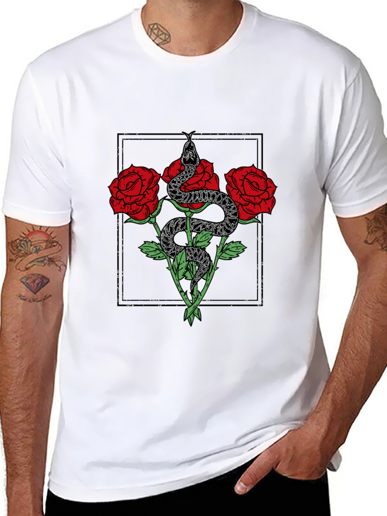 Snake & Roses Graphic T-Shirt