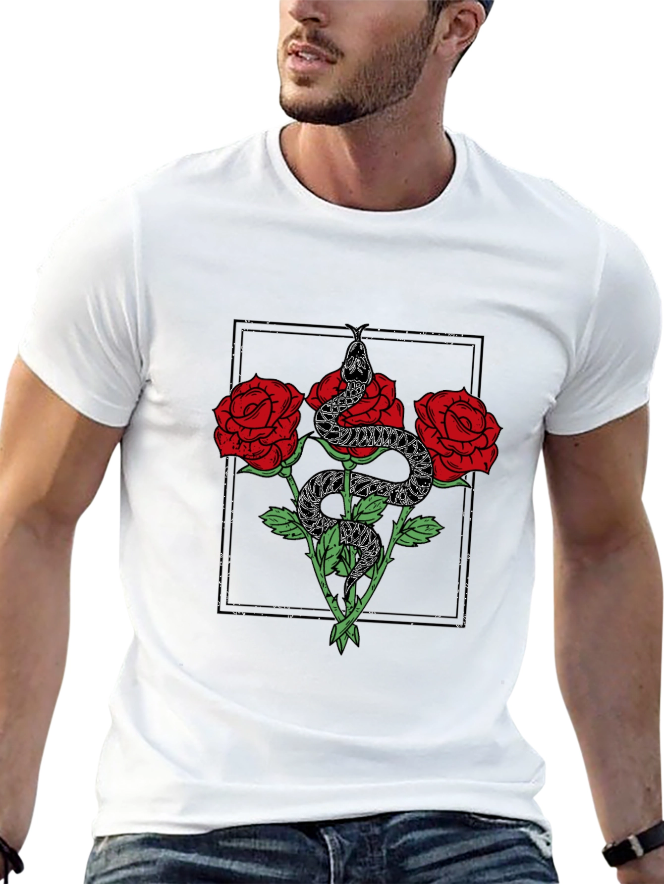 Snake & Roses Graphic T-Shirt