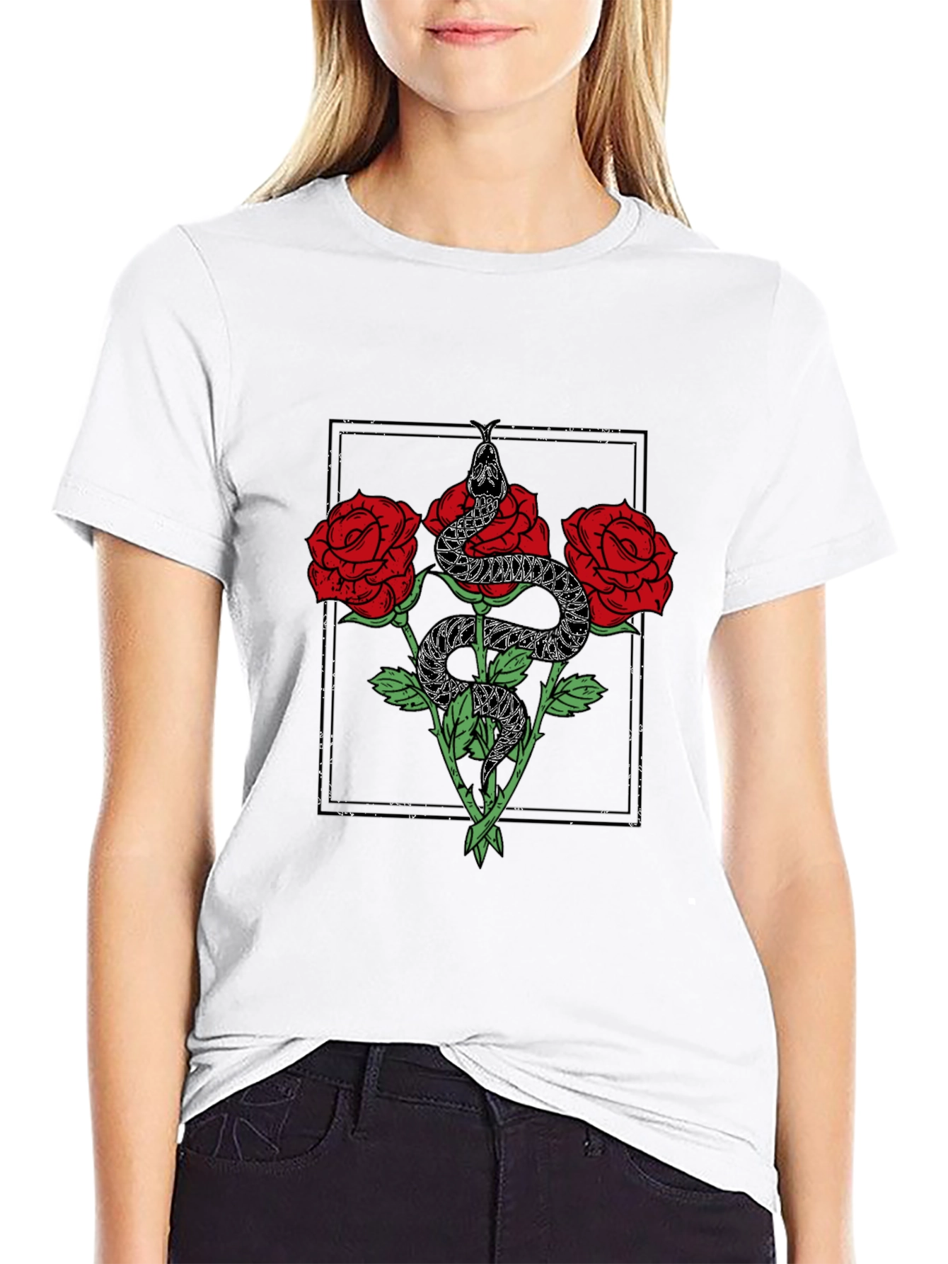 Snake & Roses Graphic T-Shirt