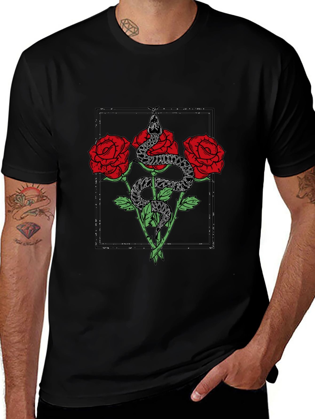 Snake & Roses Graphic T-Shirt