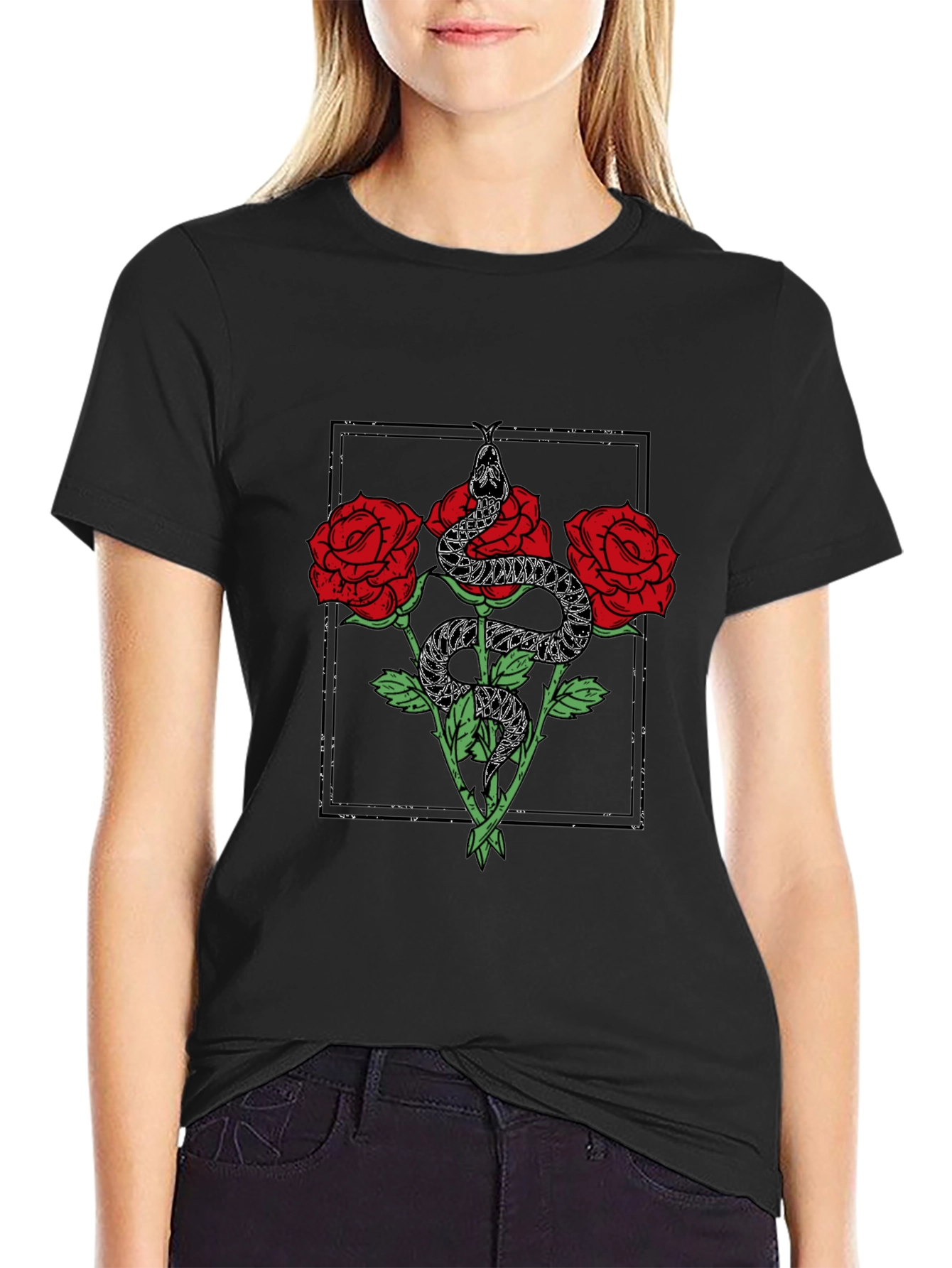 Snake & Roses Graphic T-Shirt