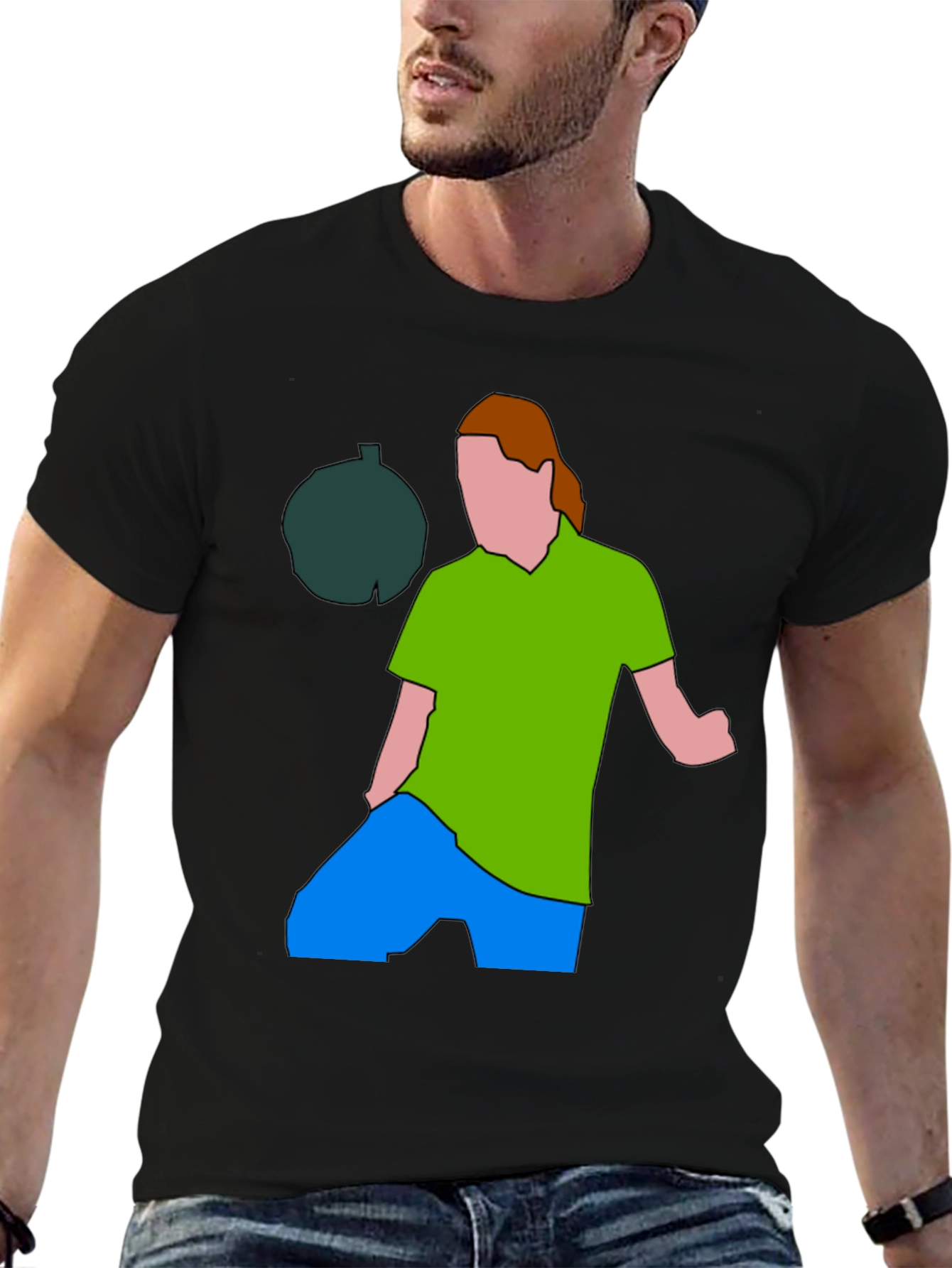 Illustrated Graphic Tee: Man and Avocado Design