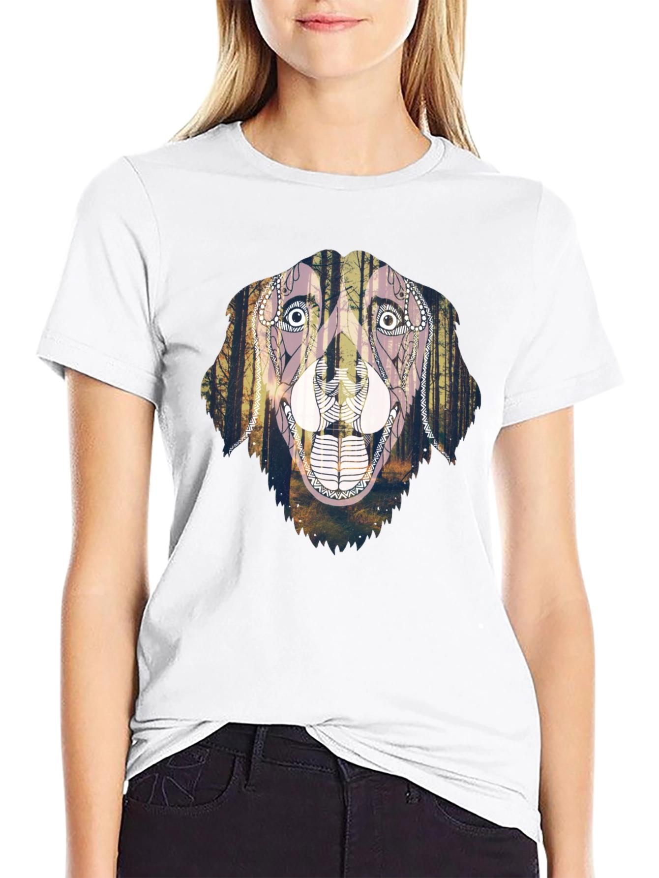 Dog Forest Art Graphic Tee - Unique Print