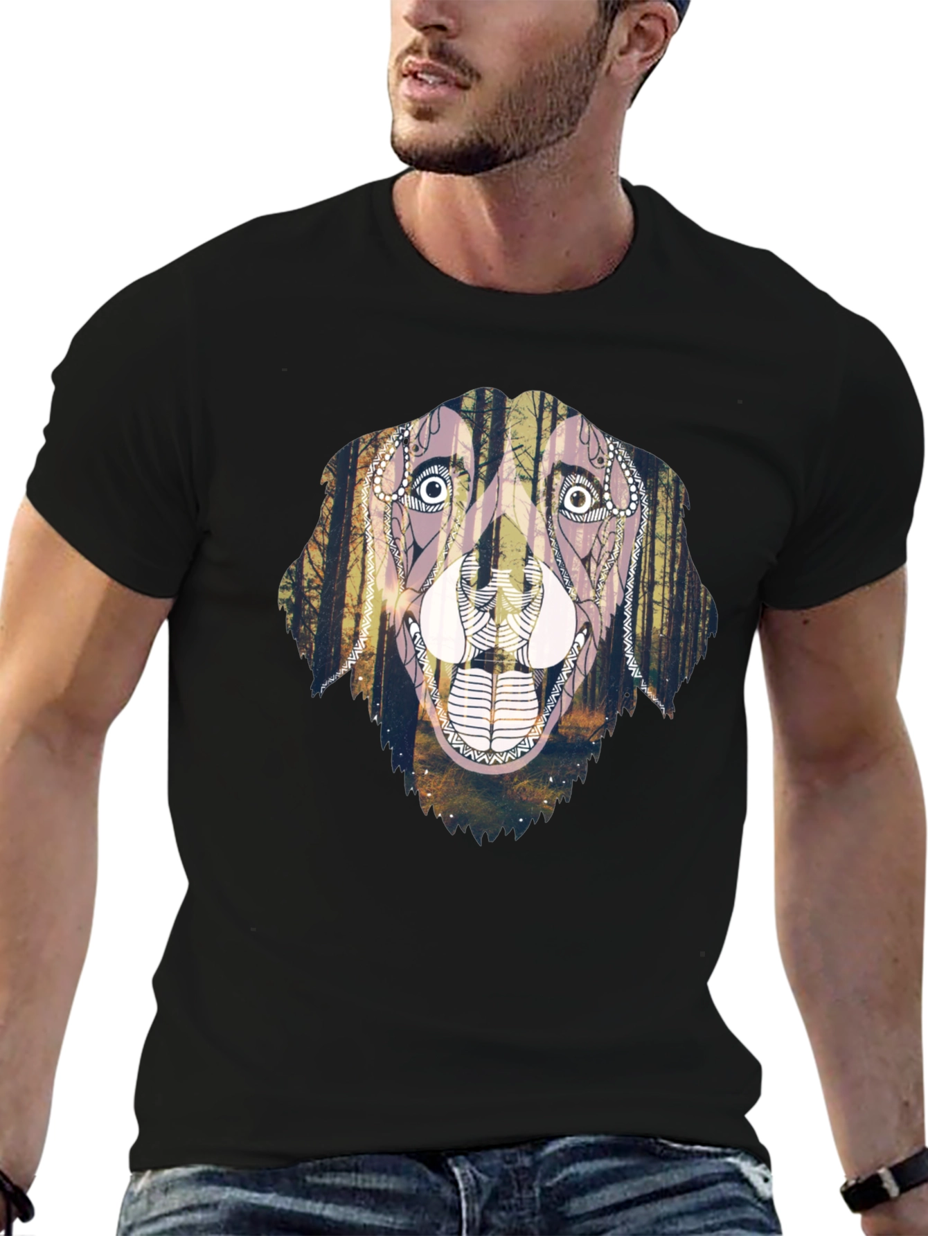 Dog Forest Art Graphic Tee - Unique Print